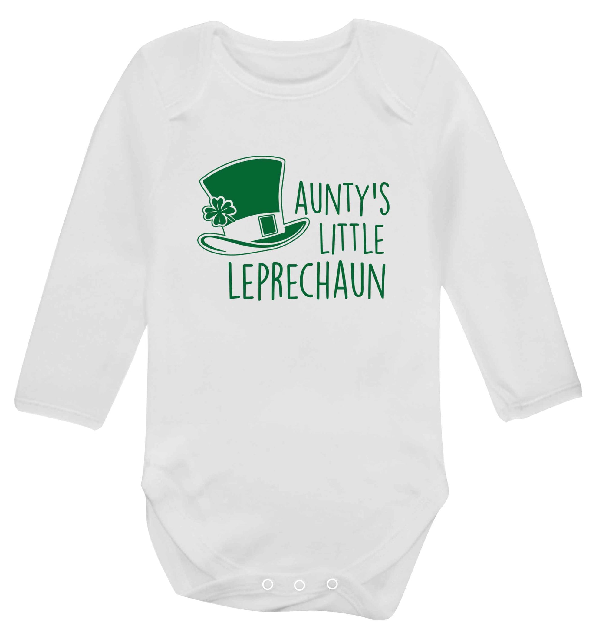 Aunty's little leprechaun baby vest long sleeved white 6-12 months