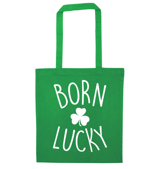  Born Lucky green tote bag