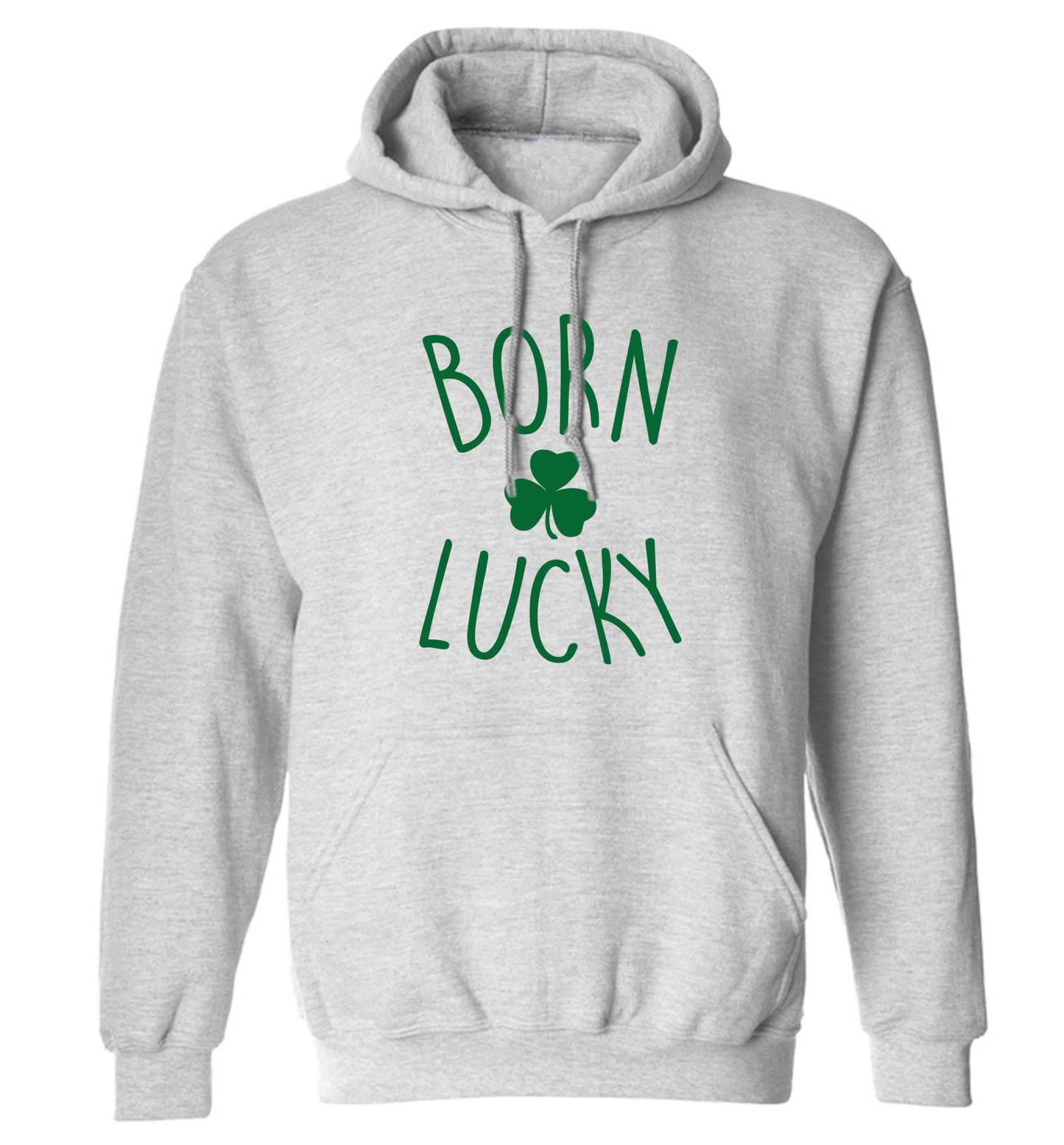 Born Lucky adults unisex grey hoodie 2XL