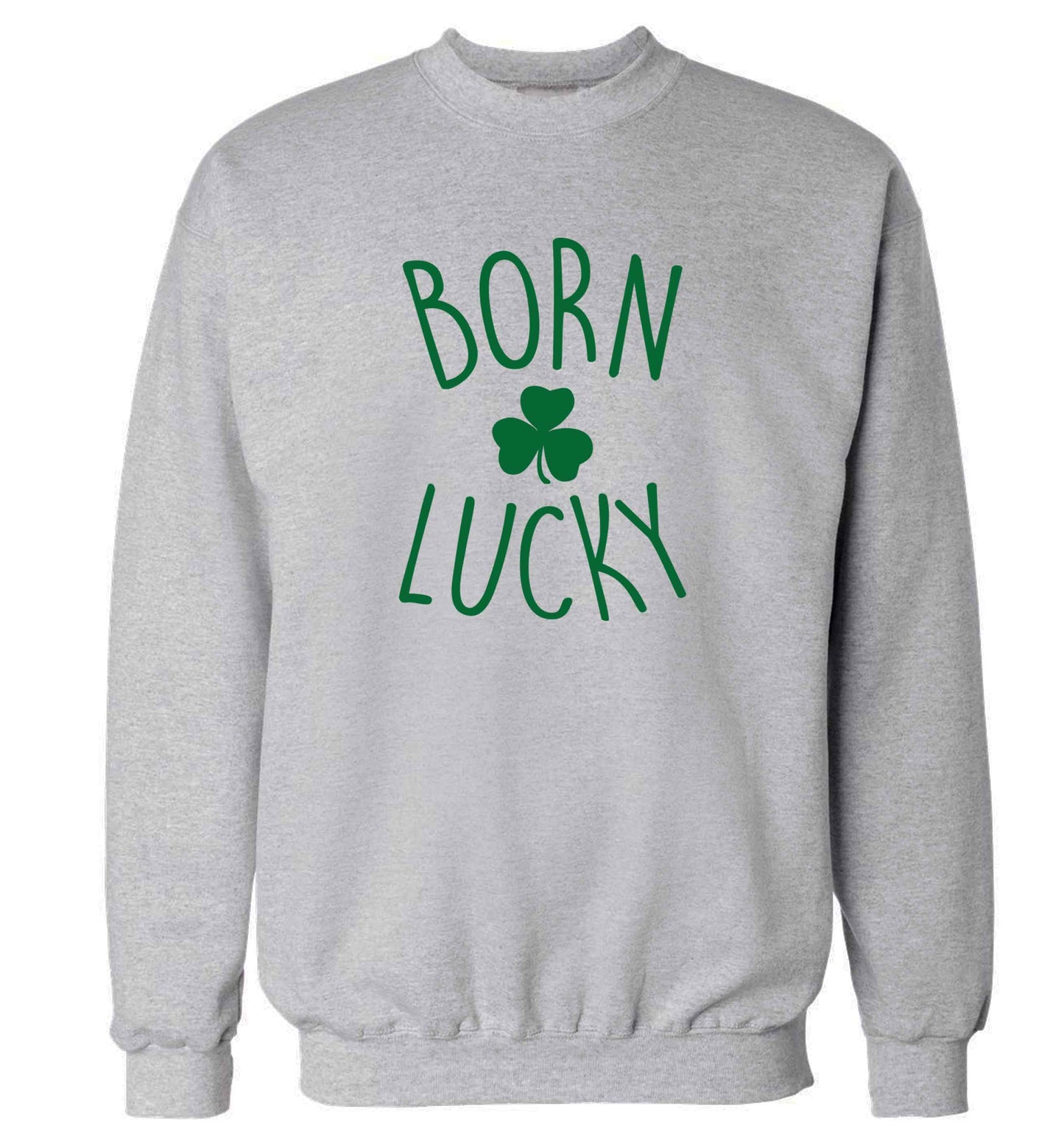 Born Lucky adult's unisex grey sweater 2XL