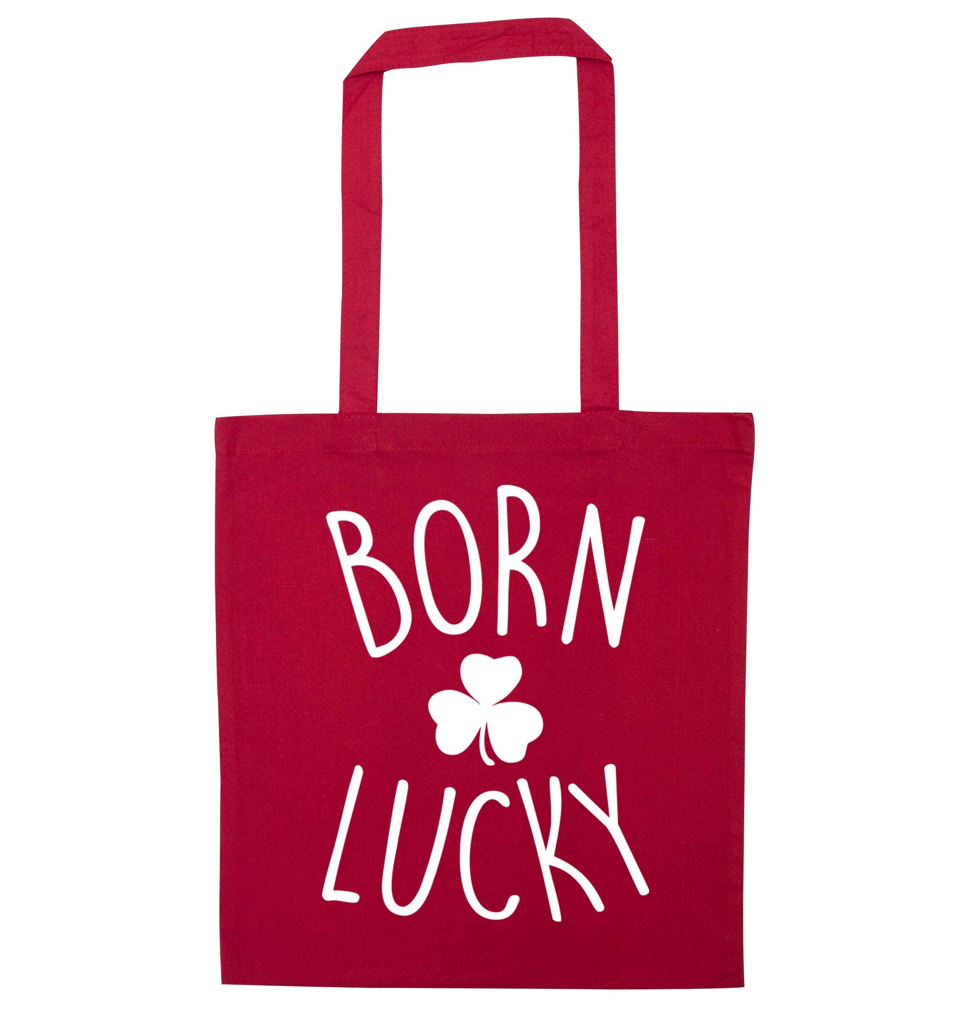  Born Lucky red tote bag