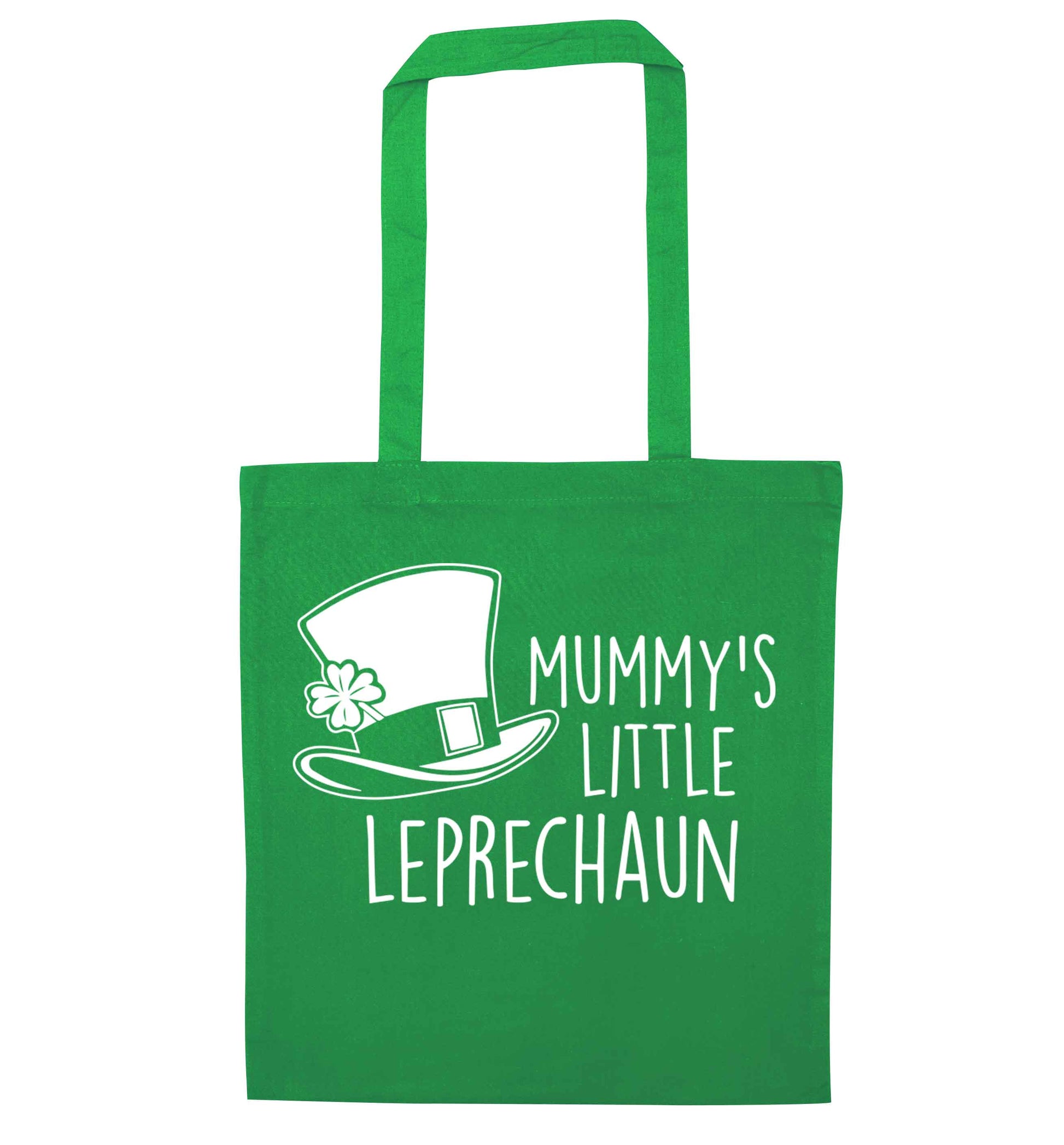 Mummy's little leprechaun green tote bag