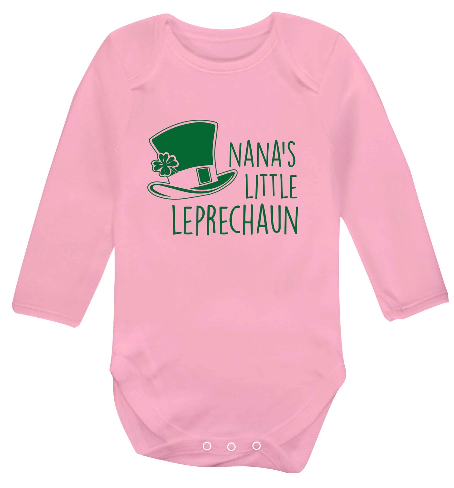 Nana's little leprechaun baby vest long sleeved pale pink 6-12 months