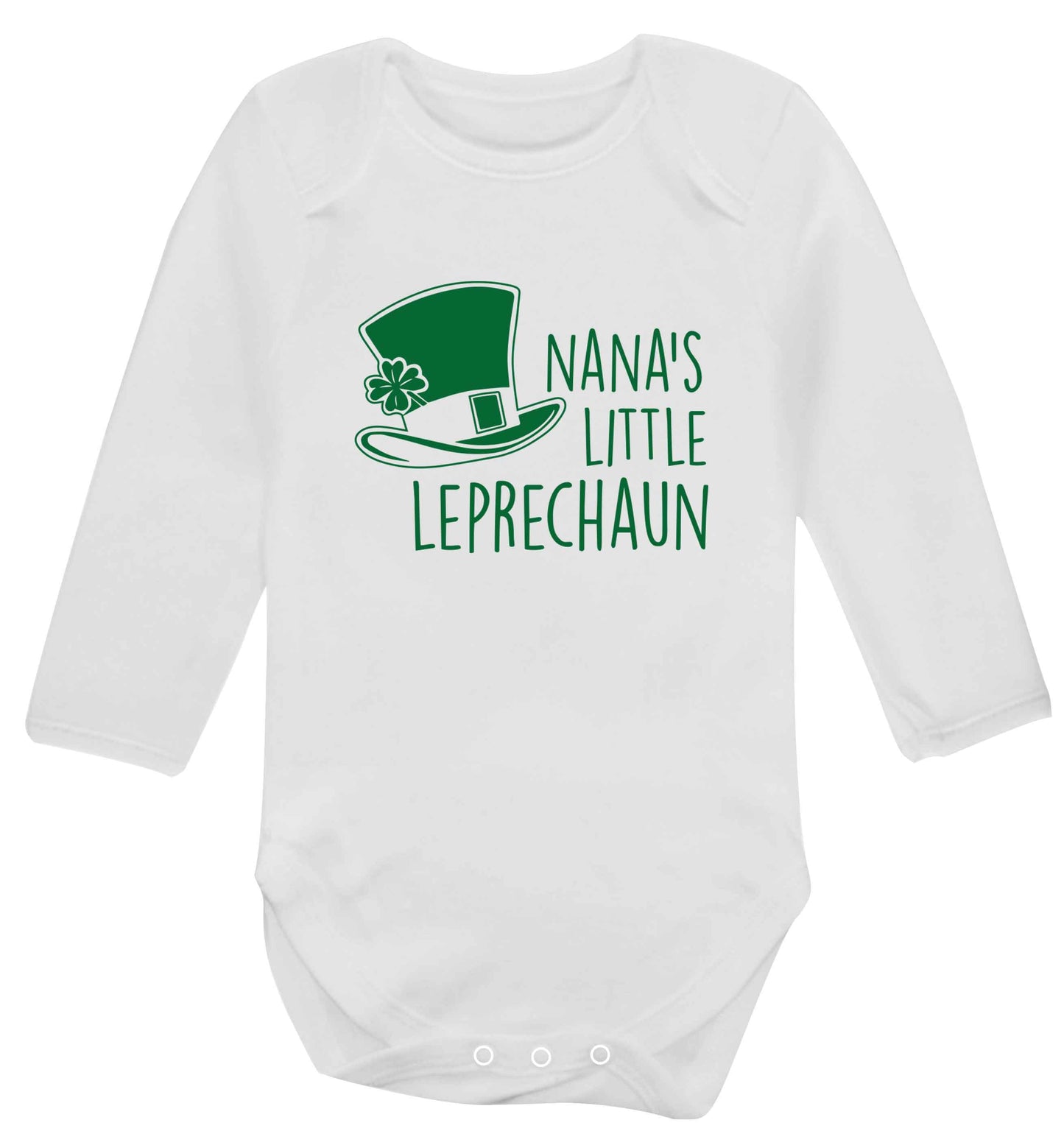 Nana's little leprechaun baby vest long sleeved white 6-12 months