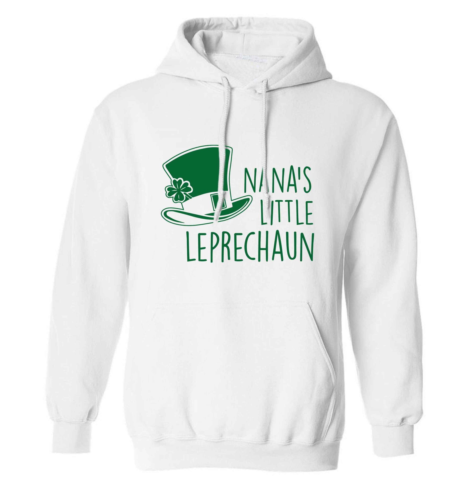 Nana's little leprechaun adults unisex white hoodie 2XL