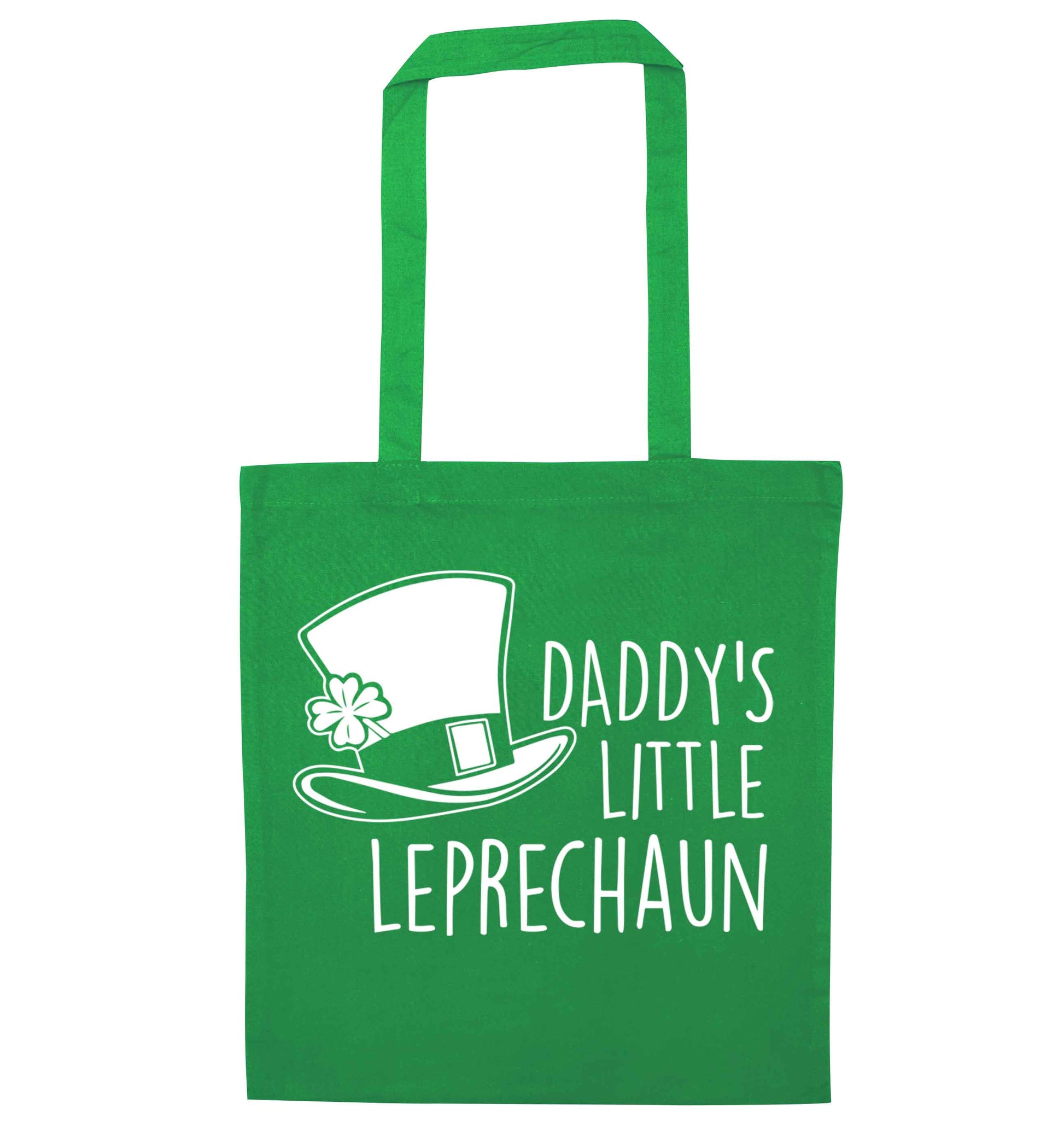 Daddy's little leprechaun green tote bag