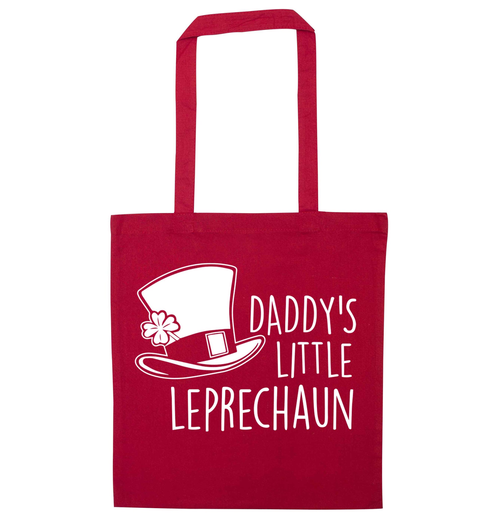 Daddy's little leprechaun red tote bag