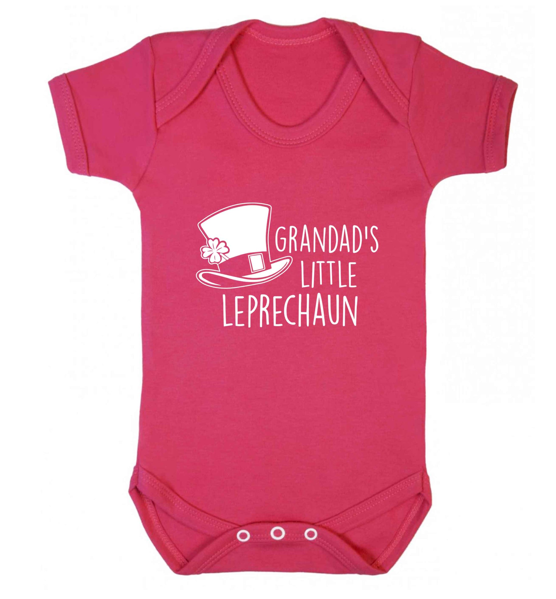 Grandad's little leprechaun baby vest dark pink 18-24 months