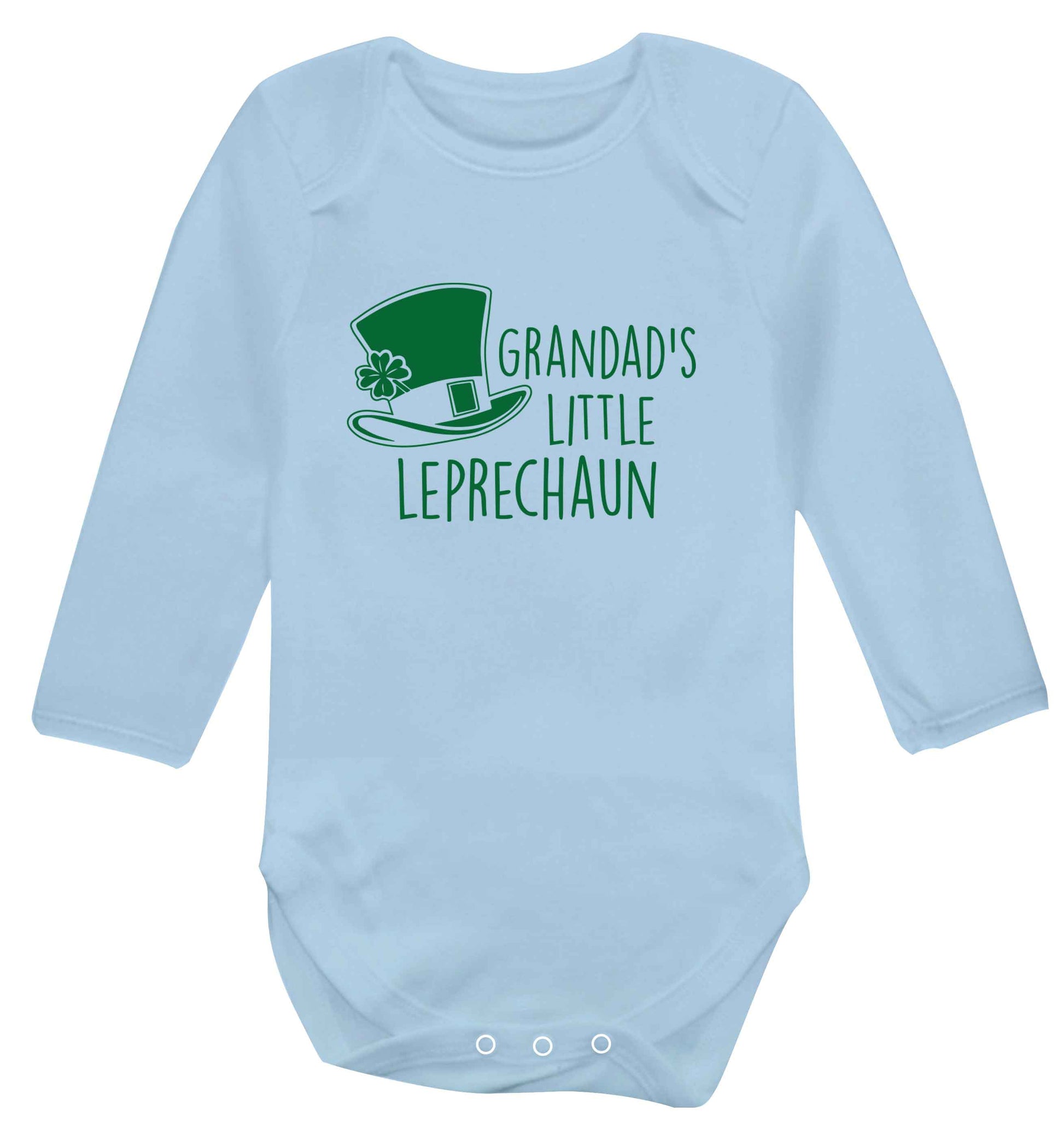 Grandad's little leprechaun baby vest long sleeved pale blue 6-12 months