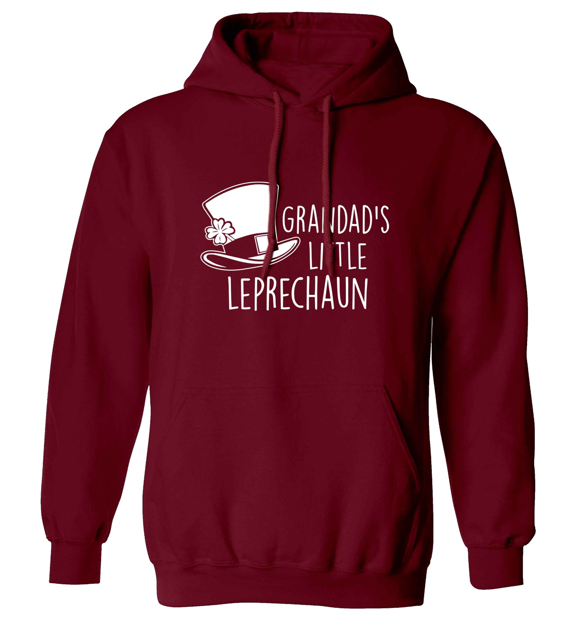 Grandad's little leprechaun adults unisex maroon hoodie 2XL