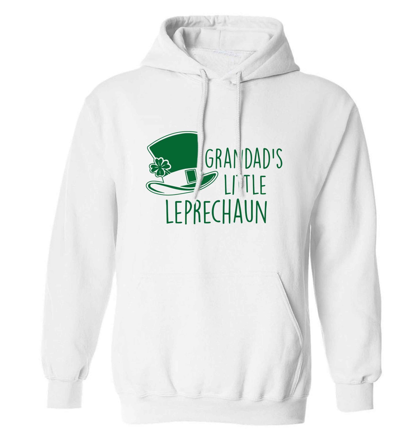 Grandad's little leprechaun adults unisex white hoodie 2XL