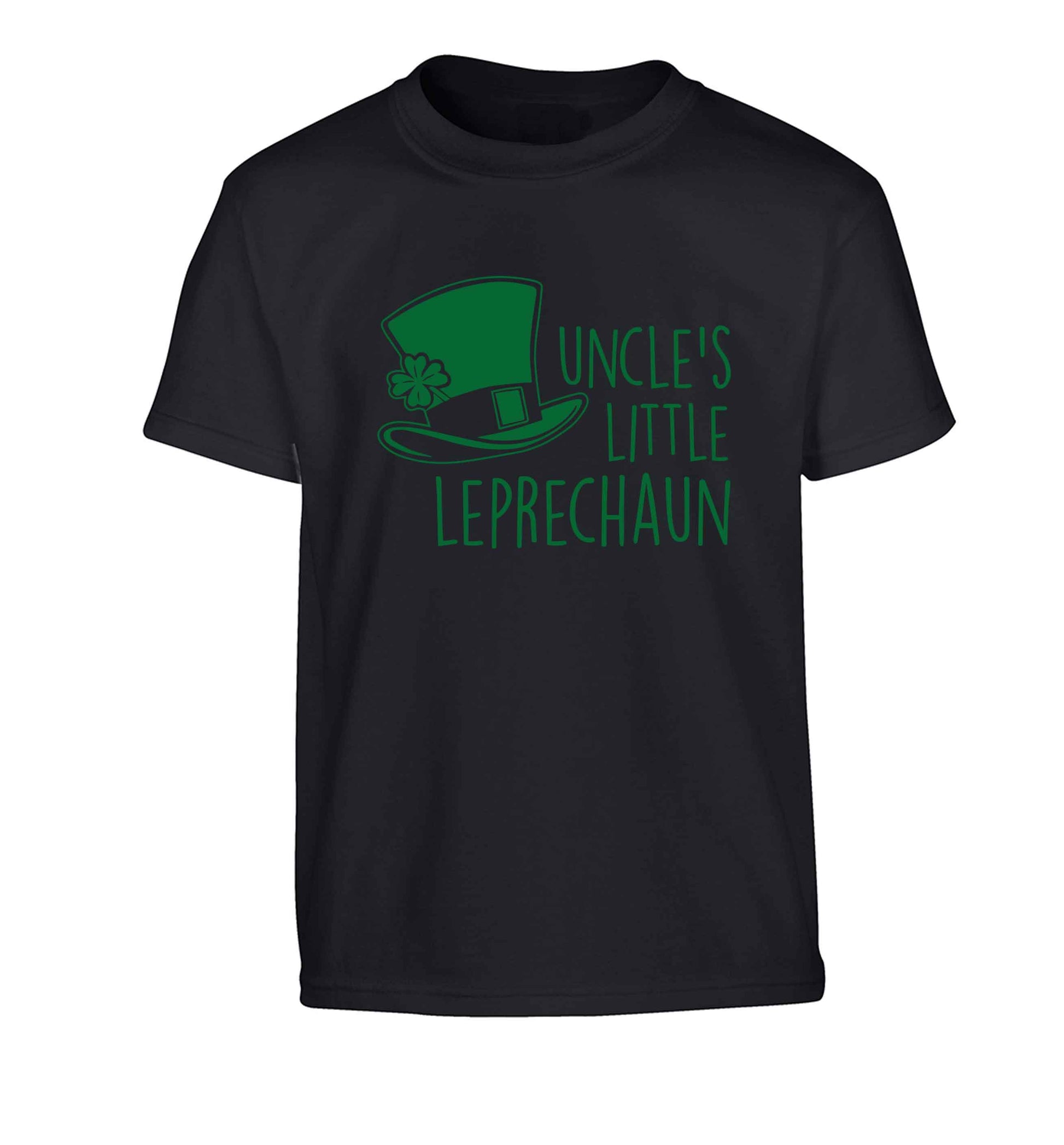 Uncles little leprechaun Children's black Tshirt 12-13 Years
