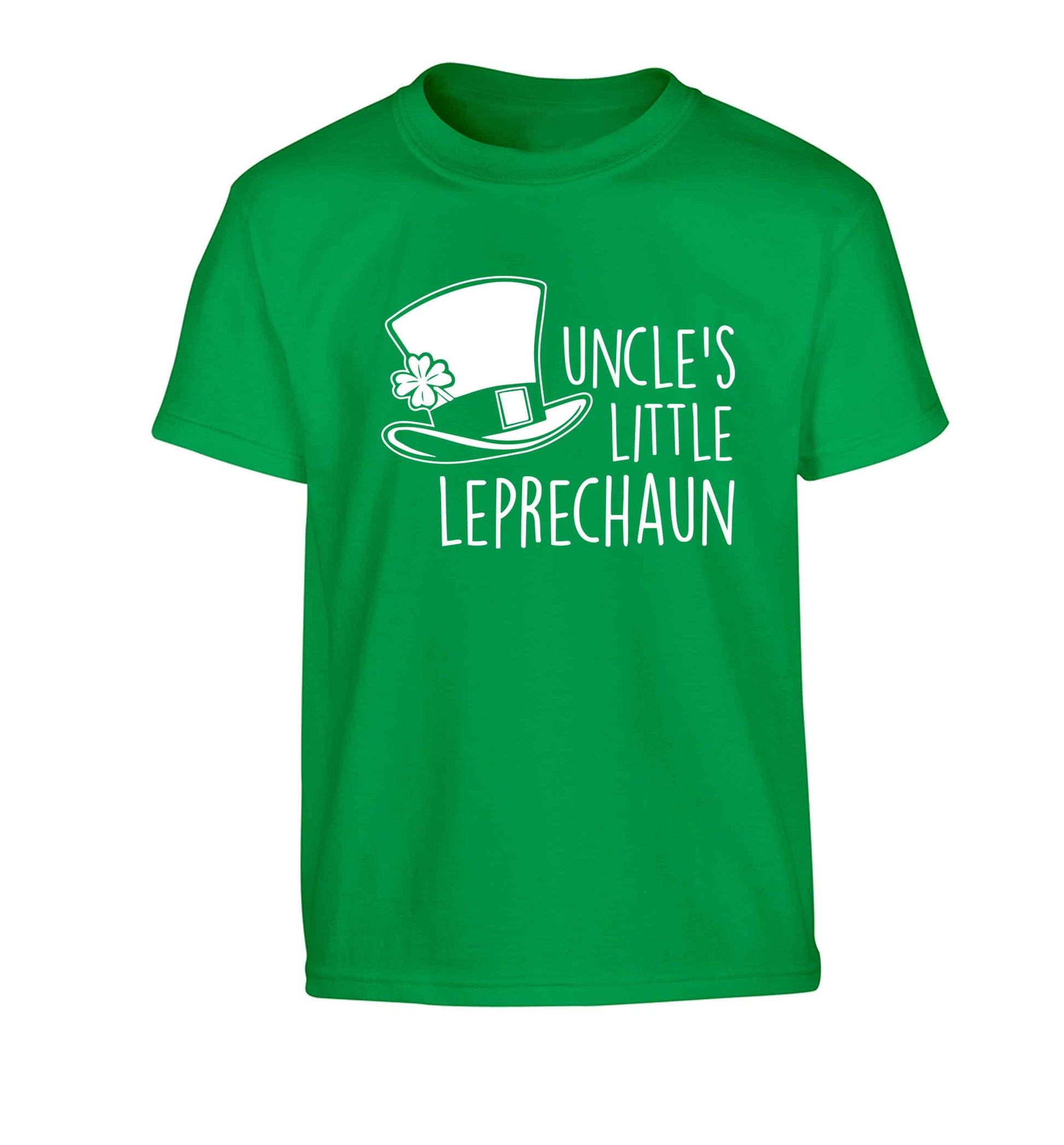 Uncles little leprechaun Children's green Tshirt 12-13 Years