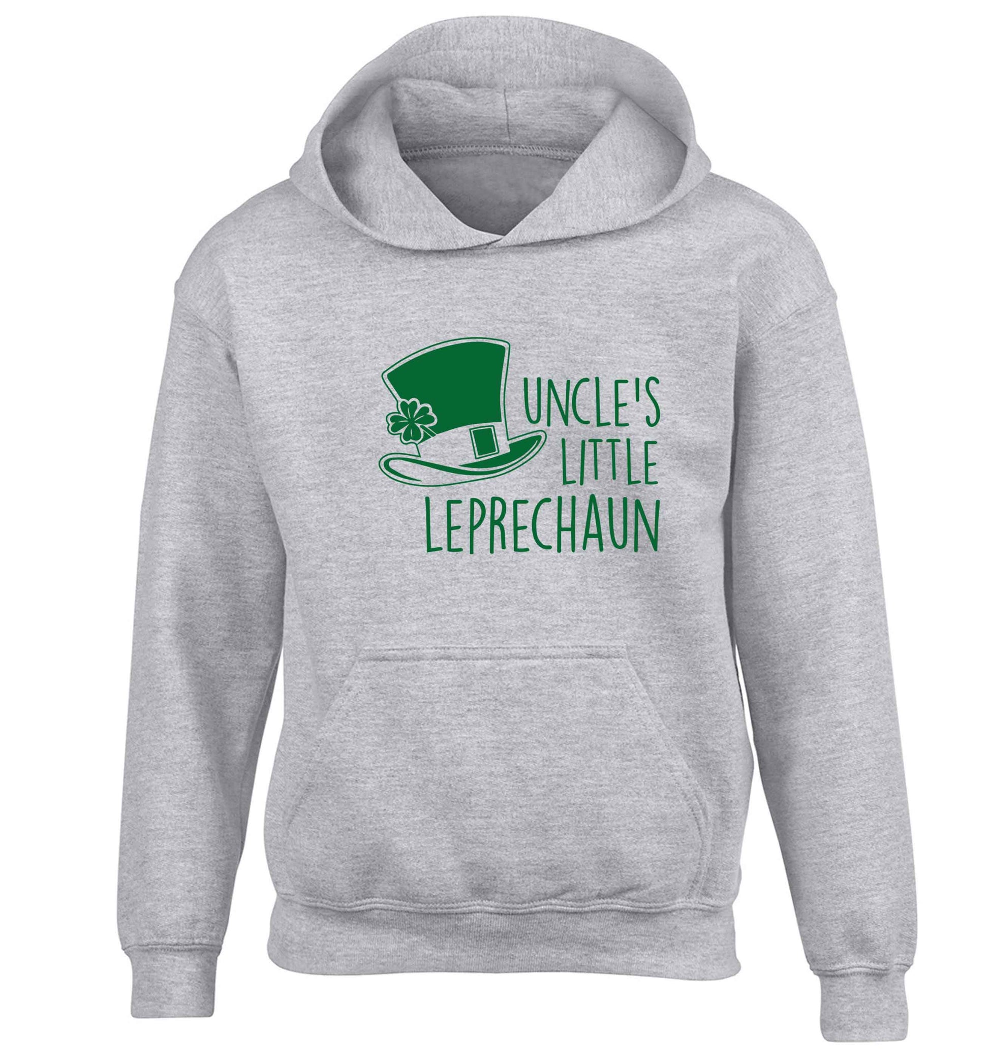 Uncles little leprechaun children's grey hoodie 12-13 Years