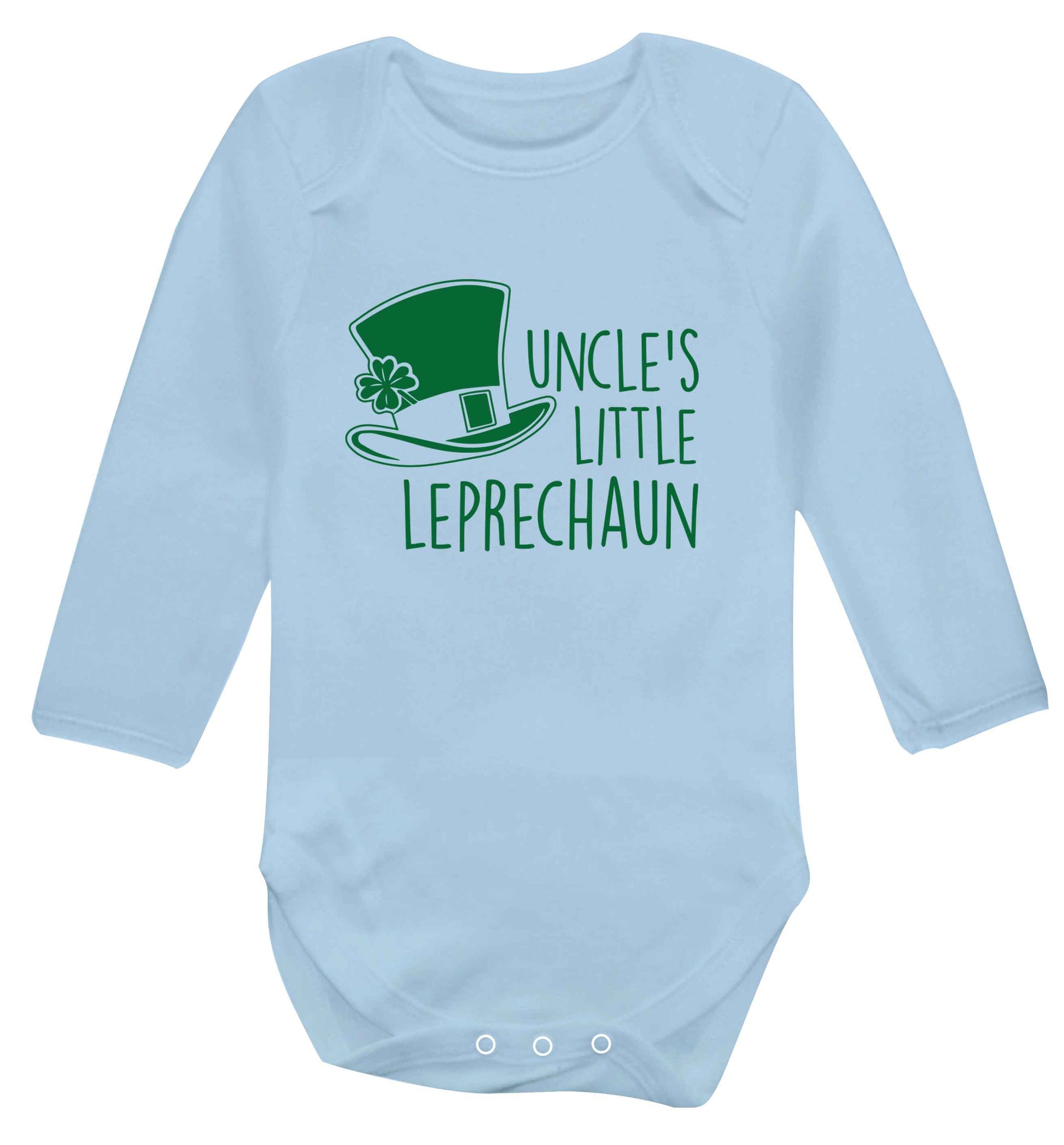 Uncles little leprechaun baby vest long sleeved pale blue 6-12 months