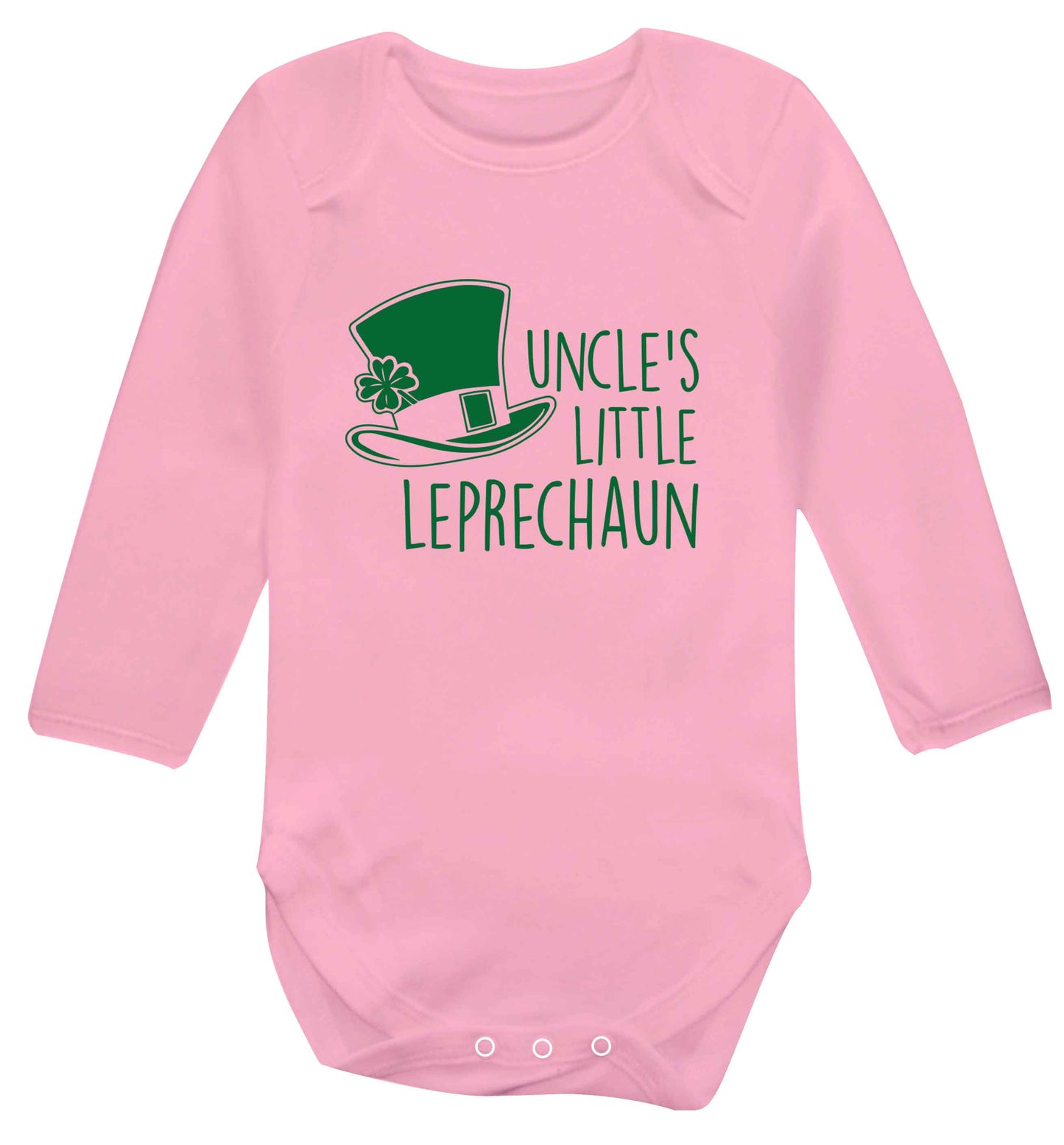 Uncles little leprechaun baby vest long sleeved pale pink 6-12 months