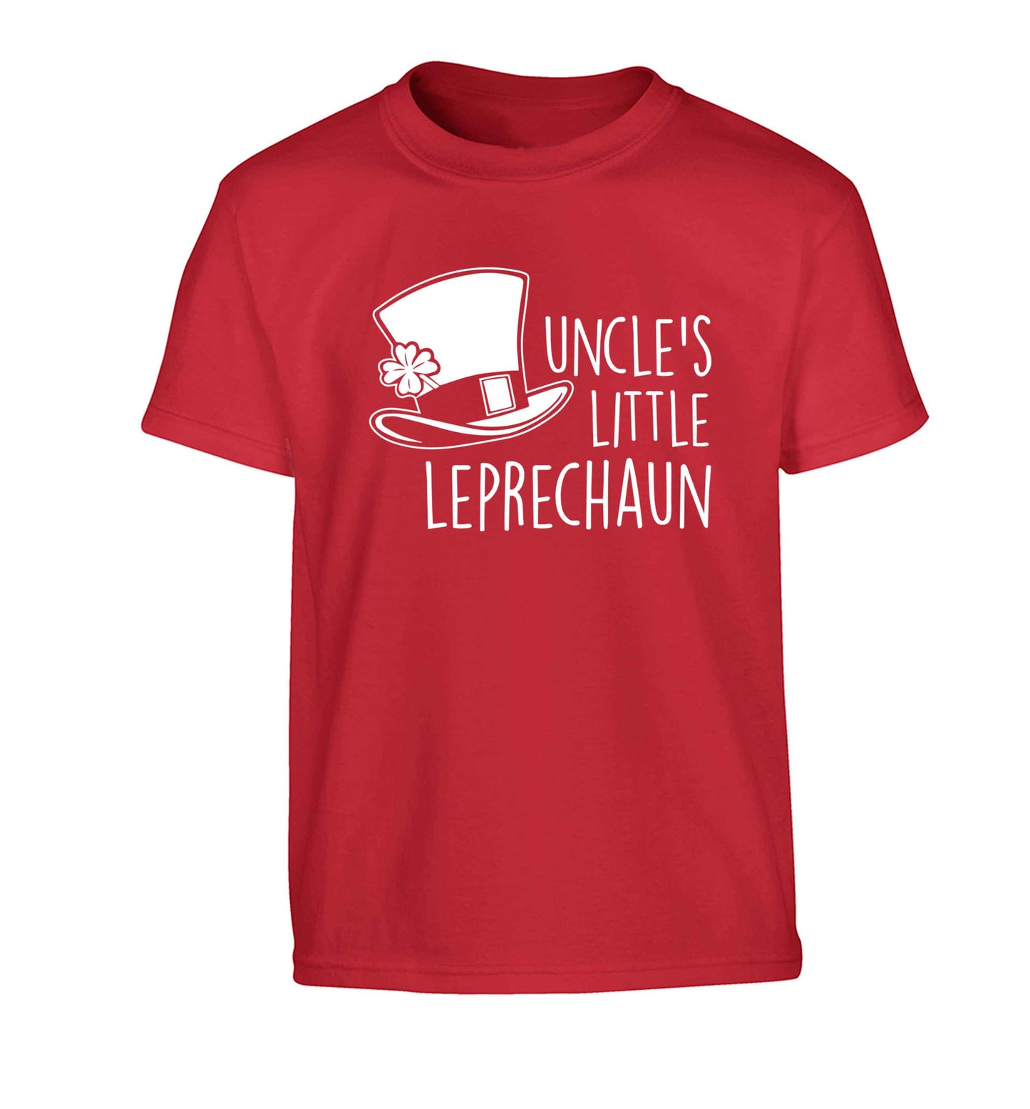 Uncles little leprechaun Children's red Tshirt 12-13 Years