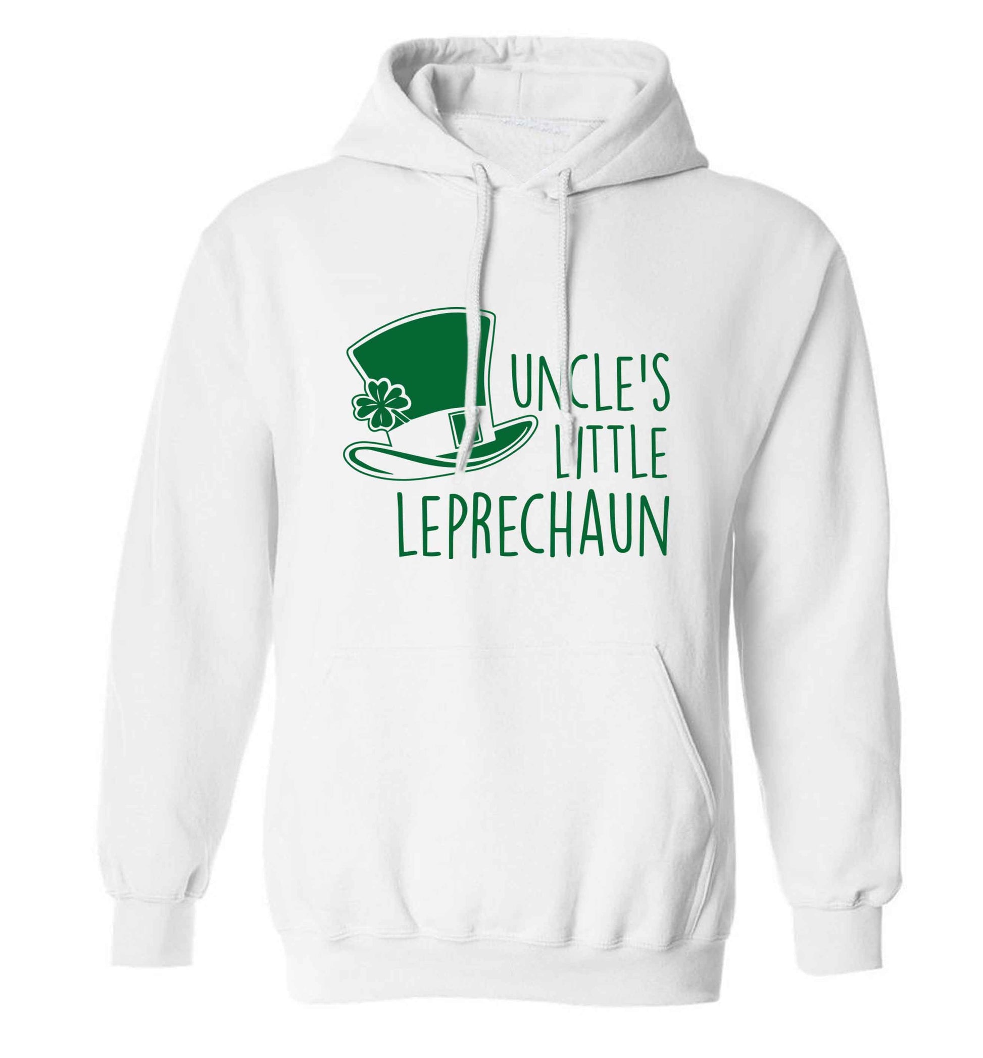 Uncles little leprechaun adults unisex white hoodie 2XL