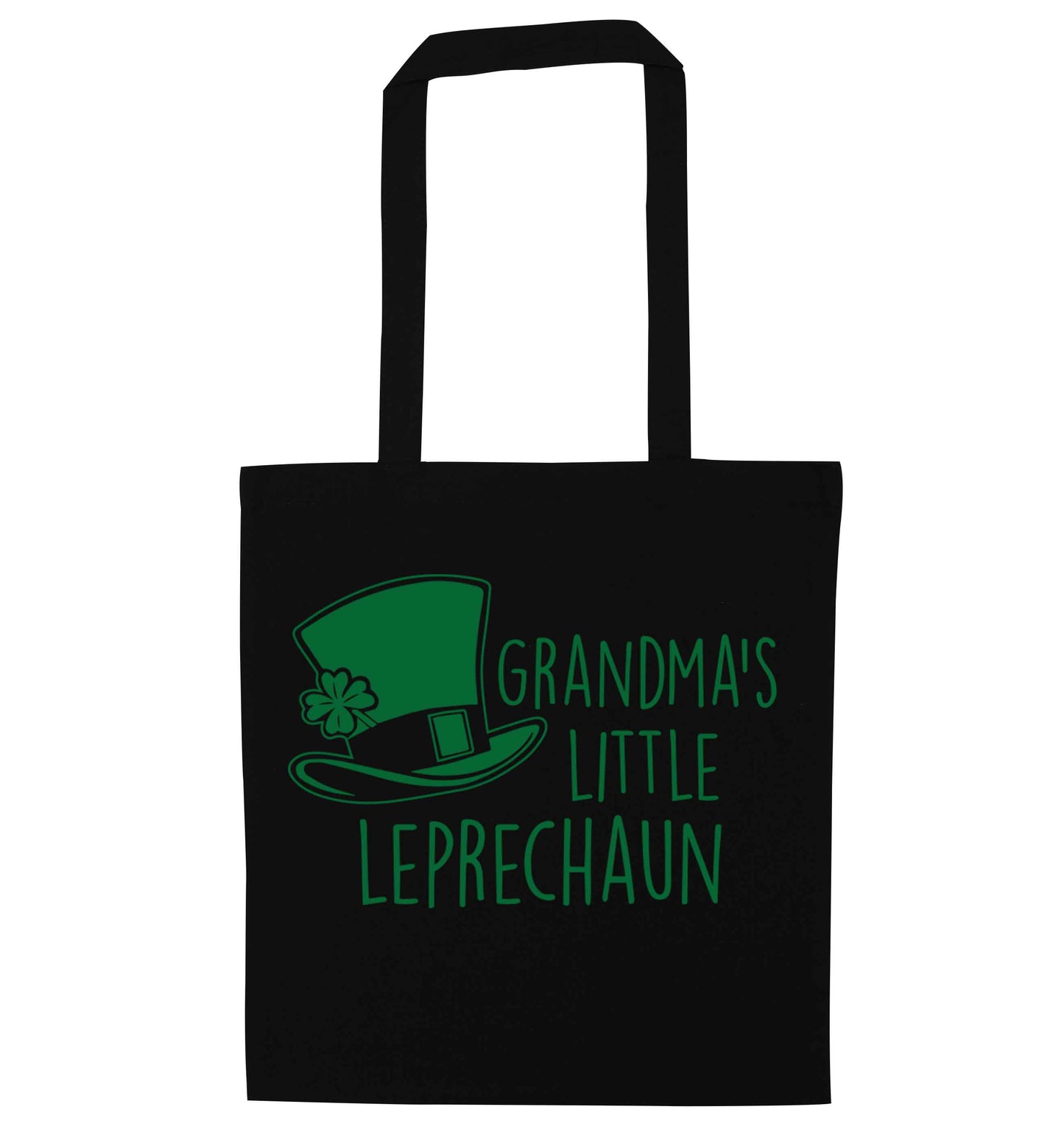 Grandma's little leprechaun black tote bag