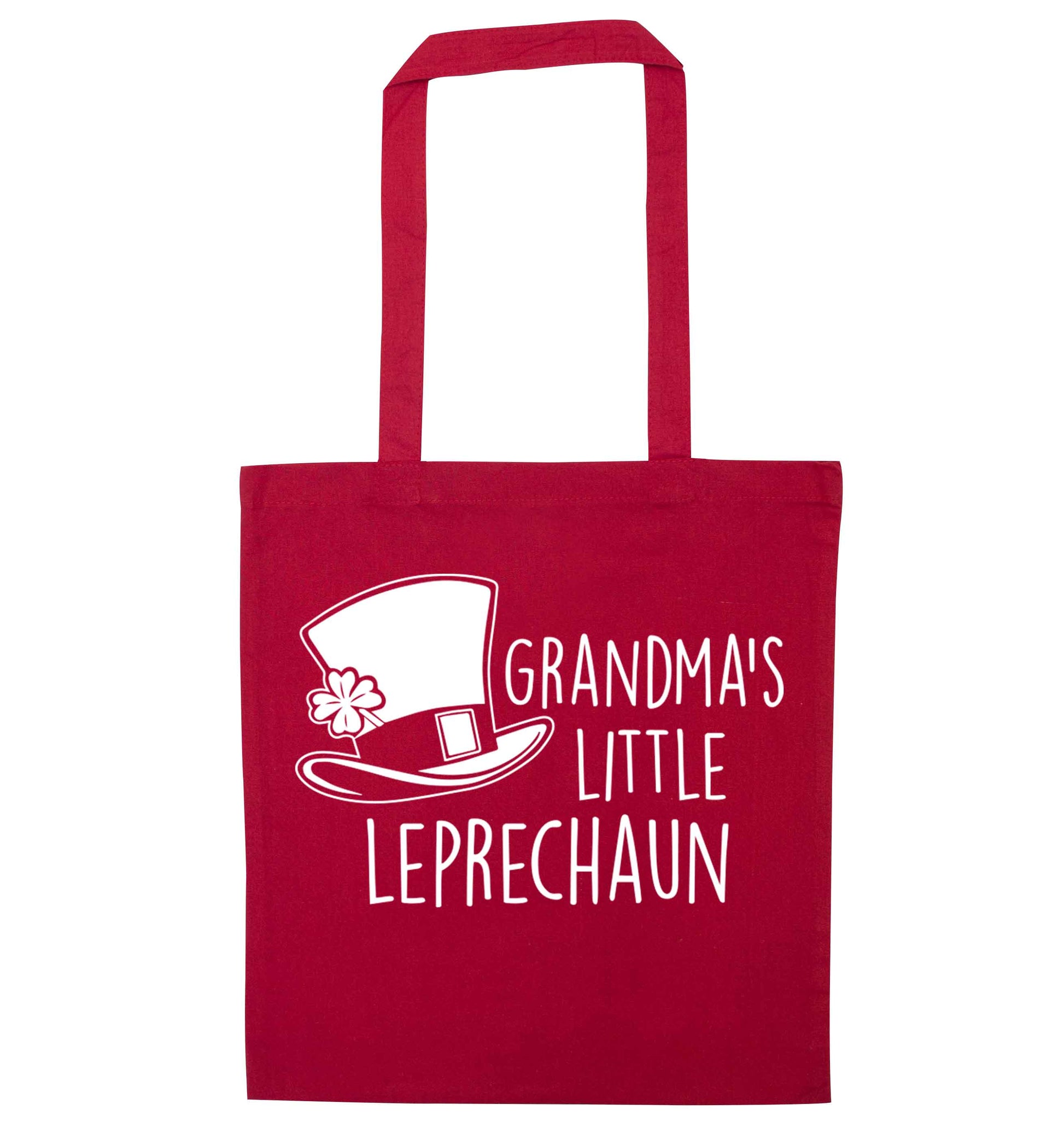 Grandma's little leprechaun red tote bag