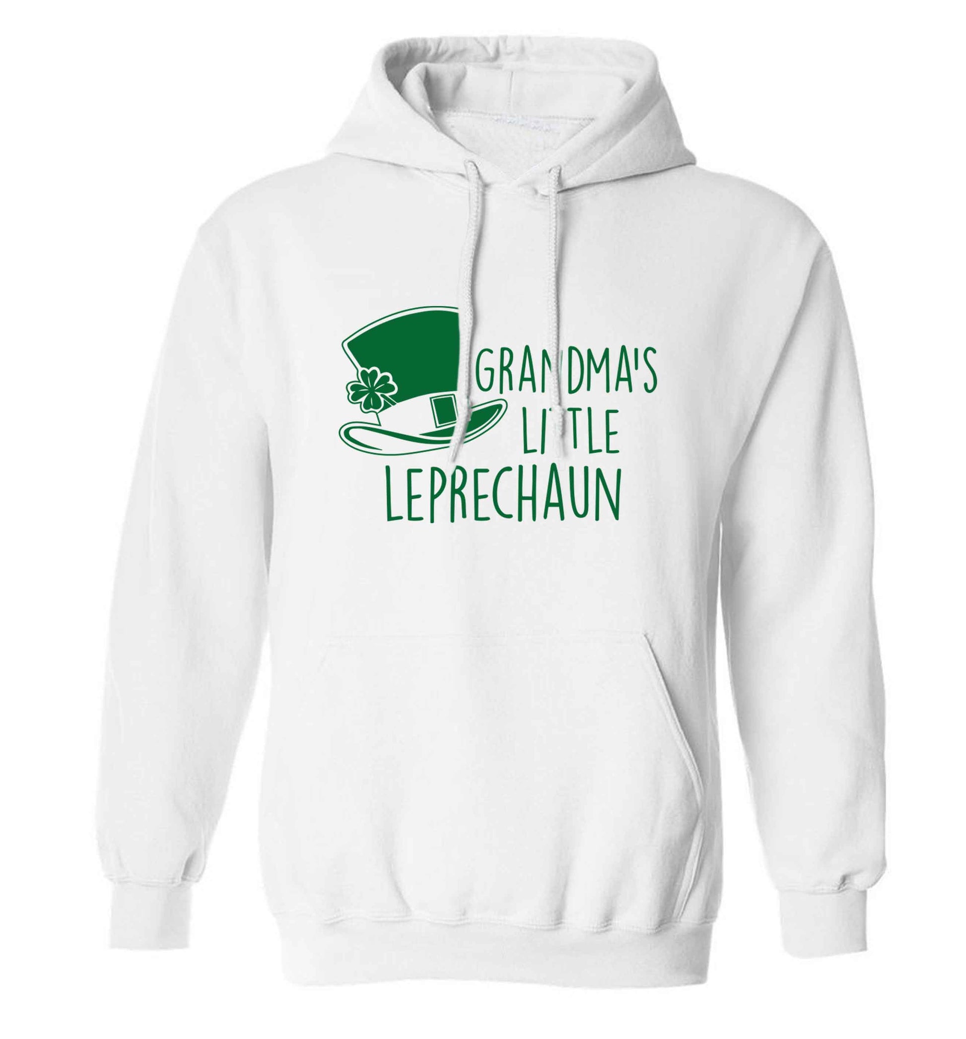 Grandma's little leprechaun adults unisex white hoodie 2XL