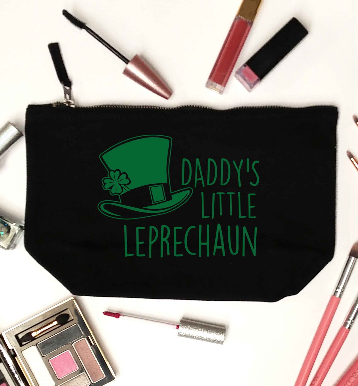 Daddy's lucky charm black makeup bag