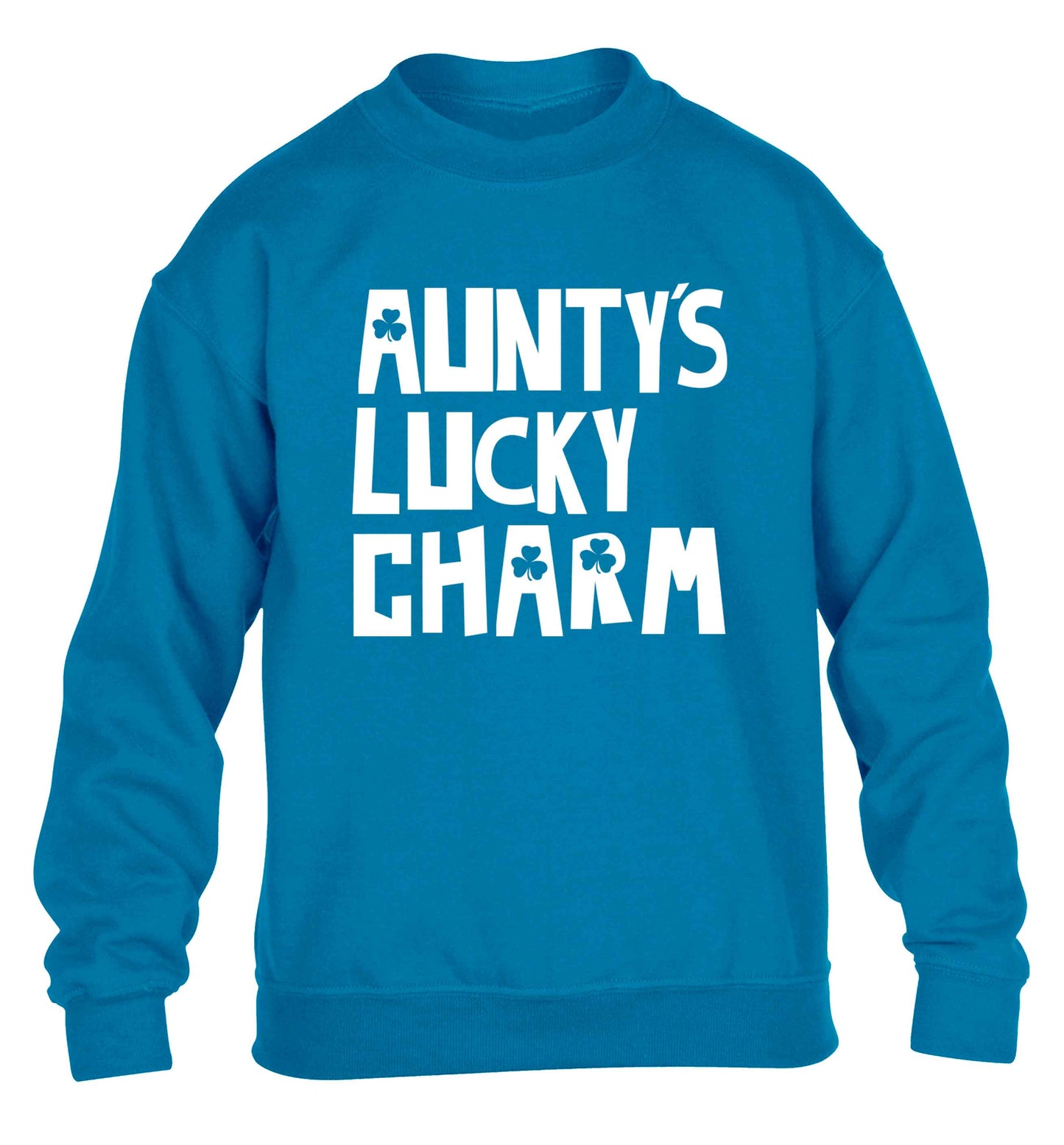 Aunty's lucky charm children's blue sweater 12-13 Years