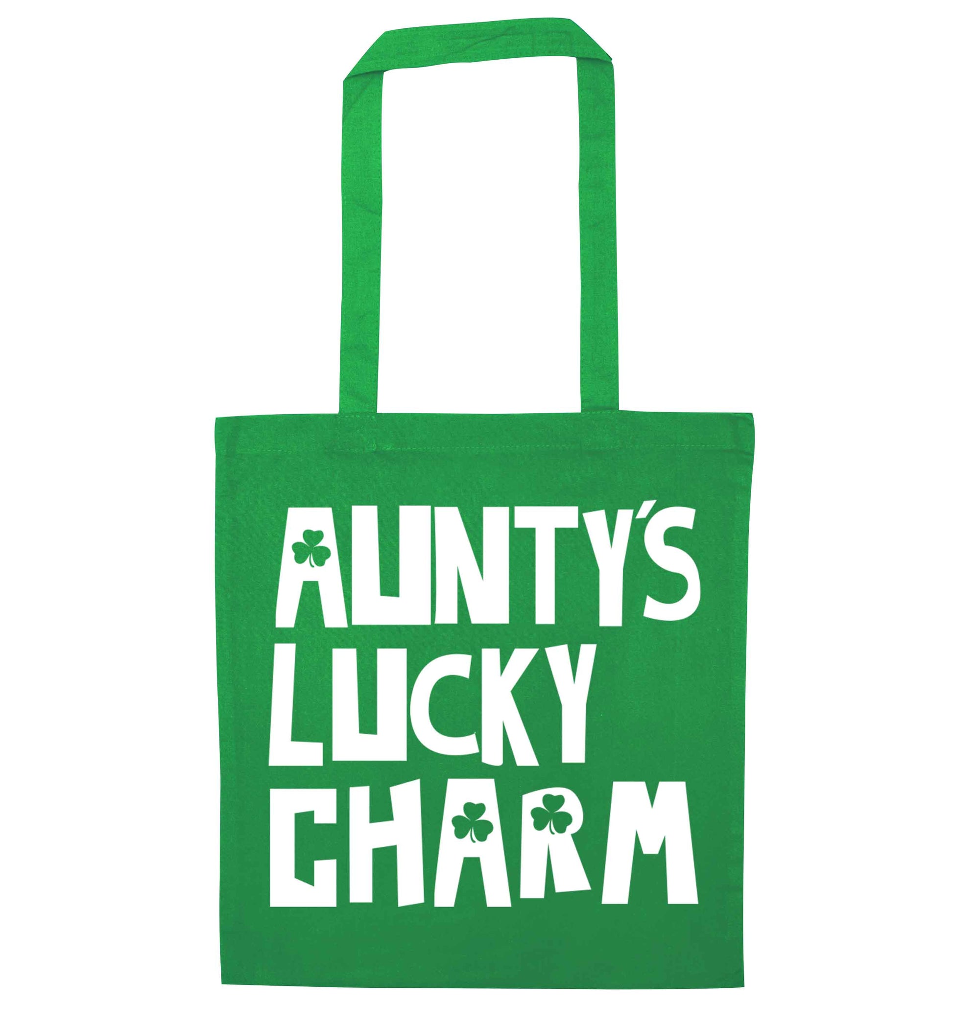 Aunty's lucky charm green tote bag