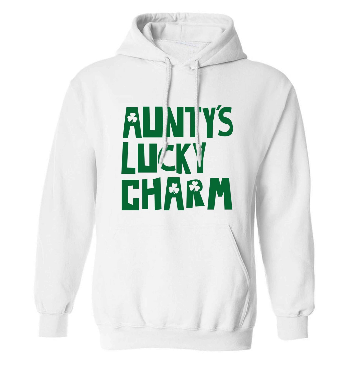 Aunty's lucky charm adults unisex white hoodie 2XL