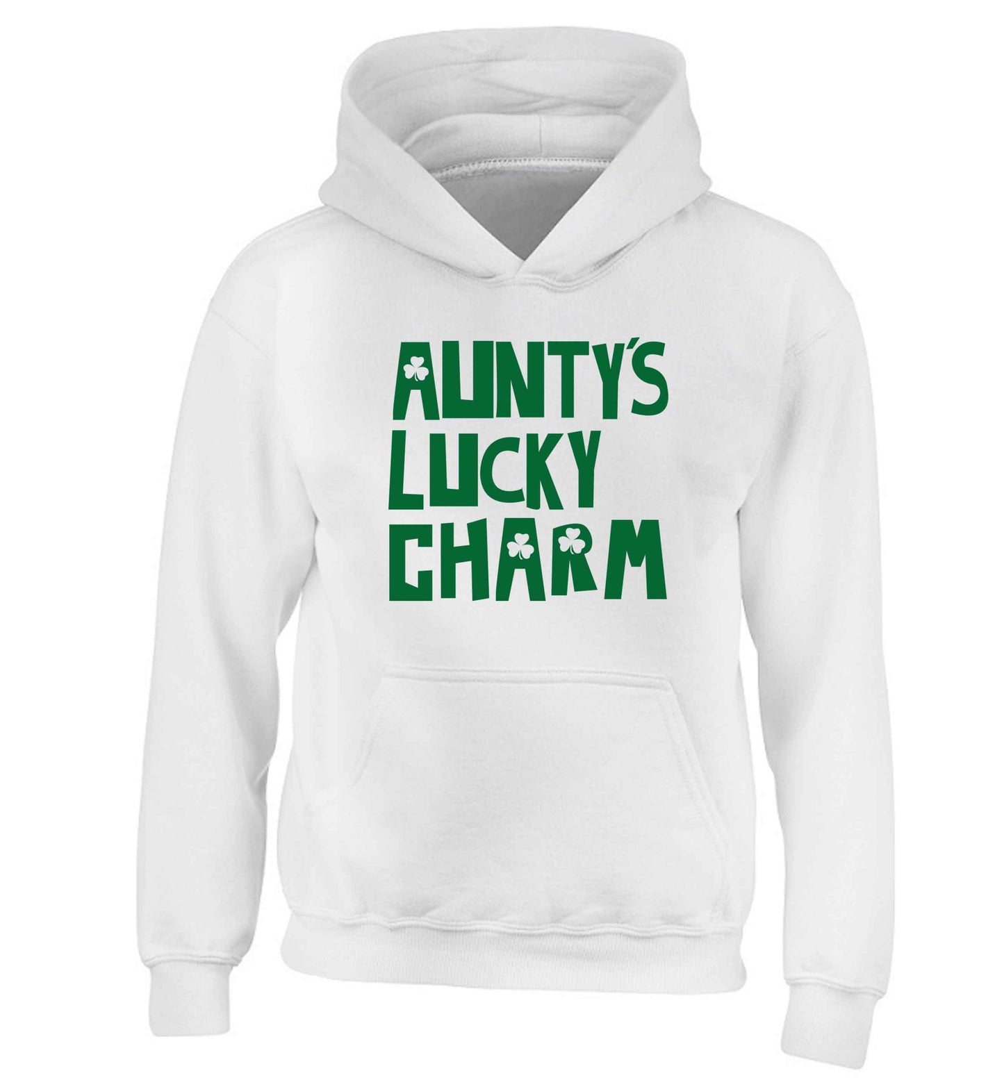 Aunty's lucky charm children's white hoodie 12-13 Years