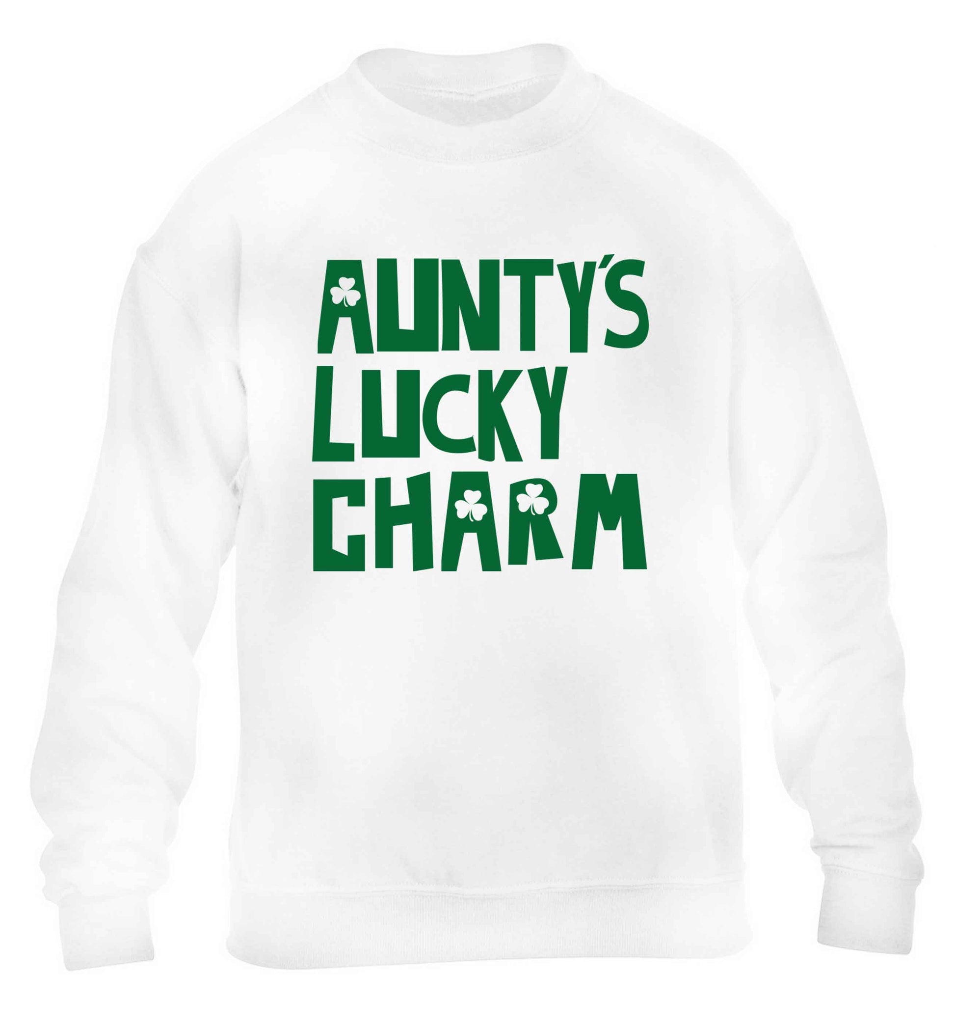 Aunty's lucky charm children's white sweater 12-13 Years