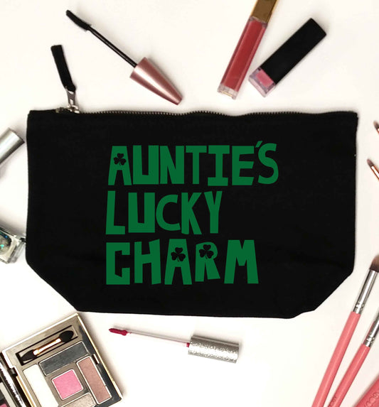 Auntie's lucky charm black makeup bag