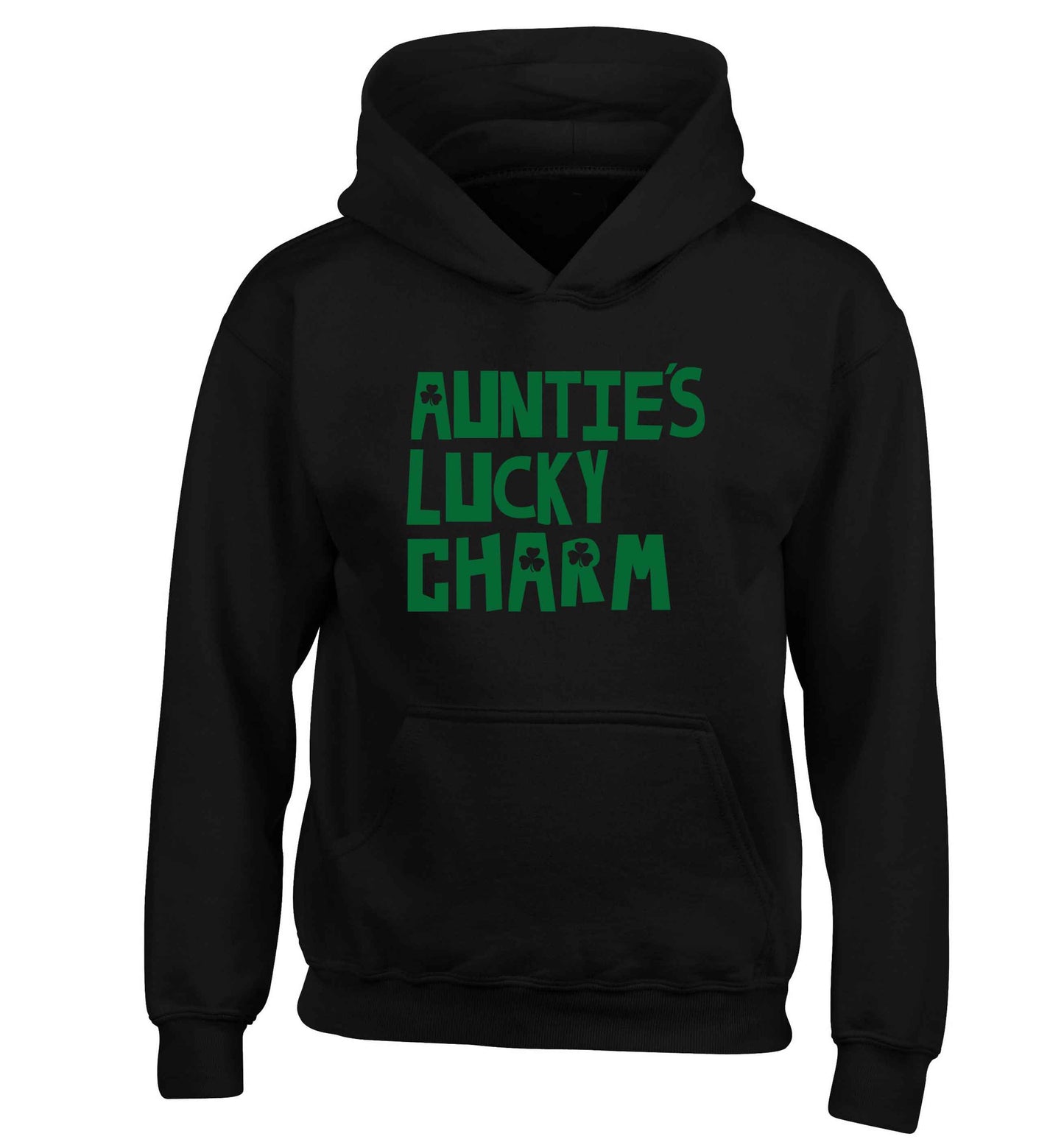 Auntie's lucky charm children's black hoodie 12-13 Years