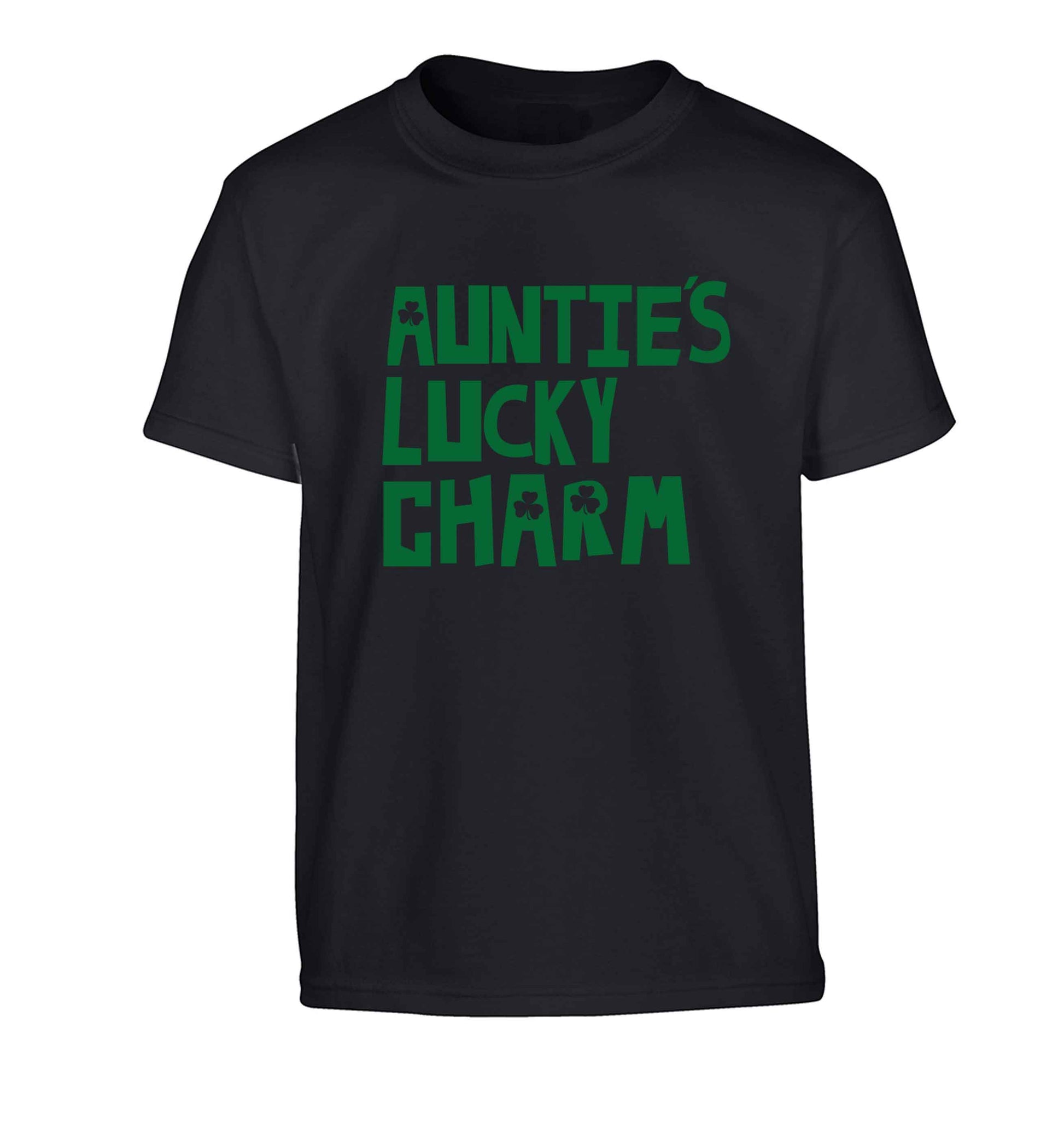 Auntie's lucky charm Children's black Tshirt 12-13 Years