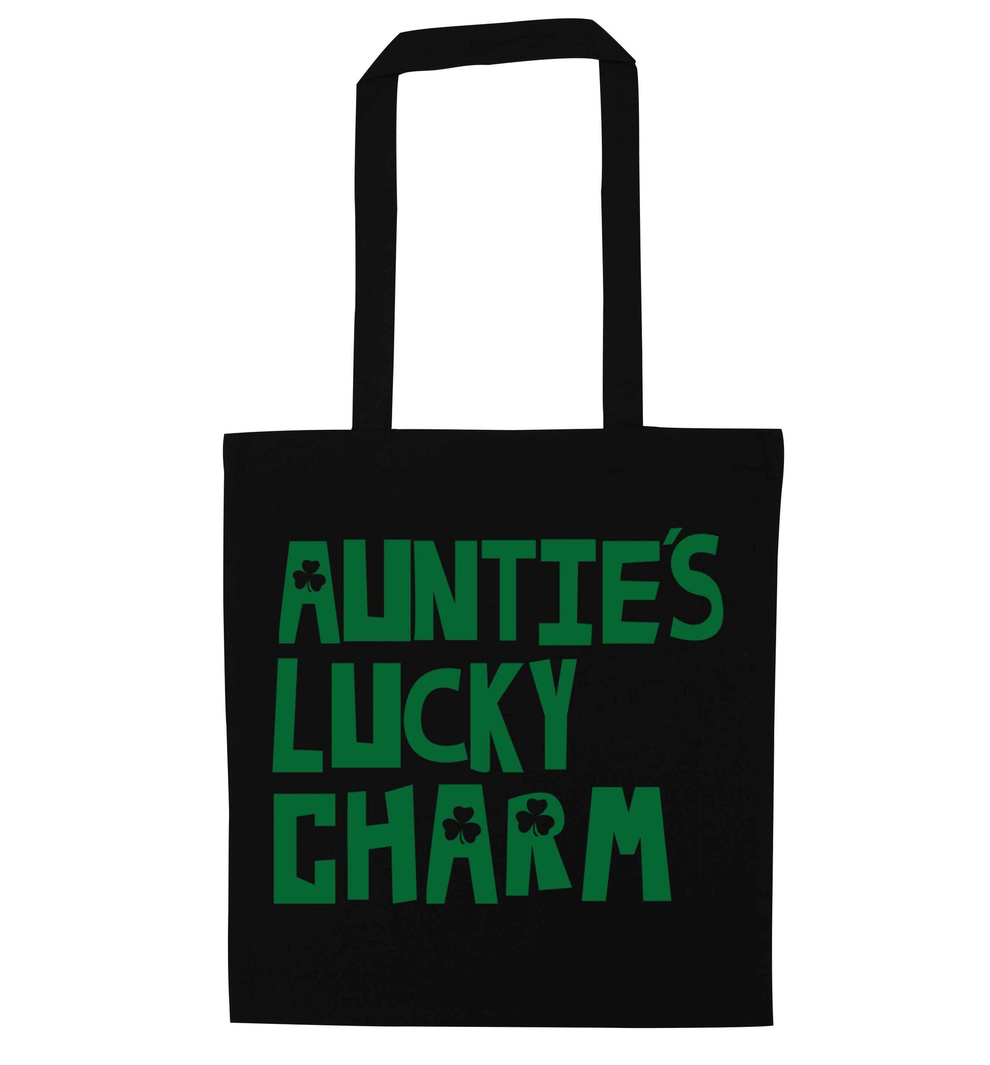 Auntie's lucky charm black tote bag
