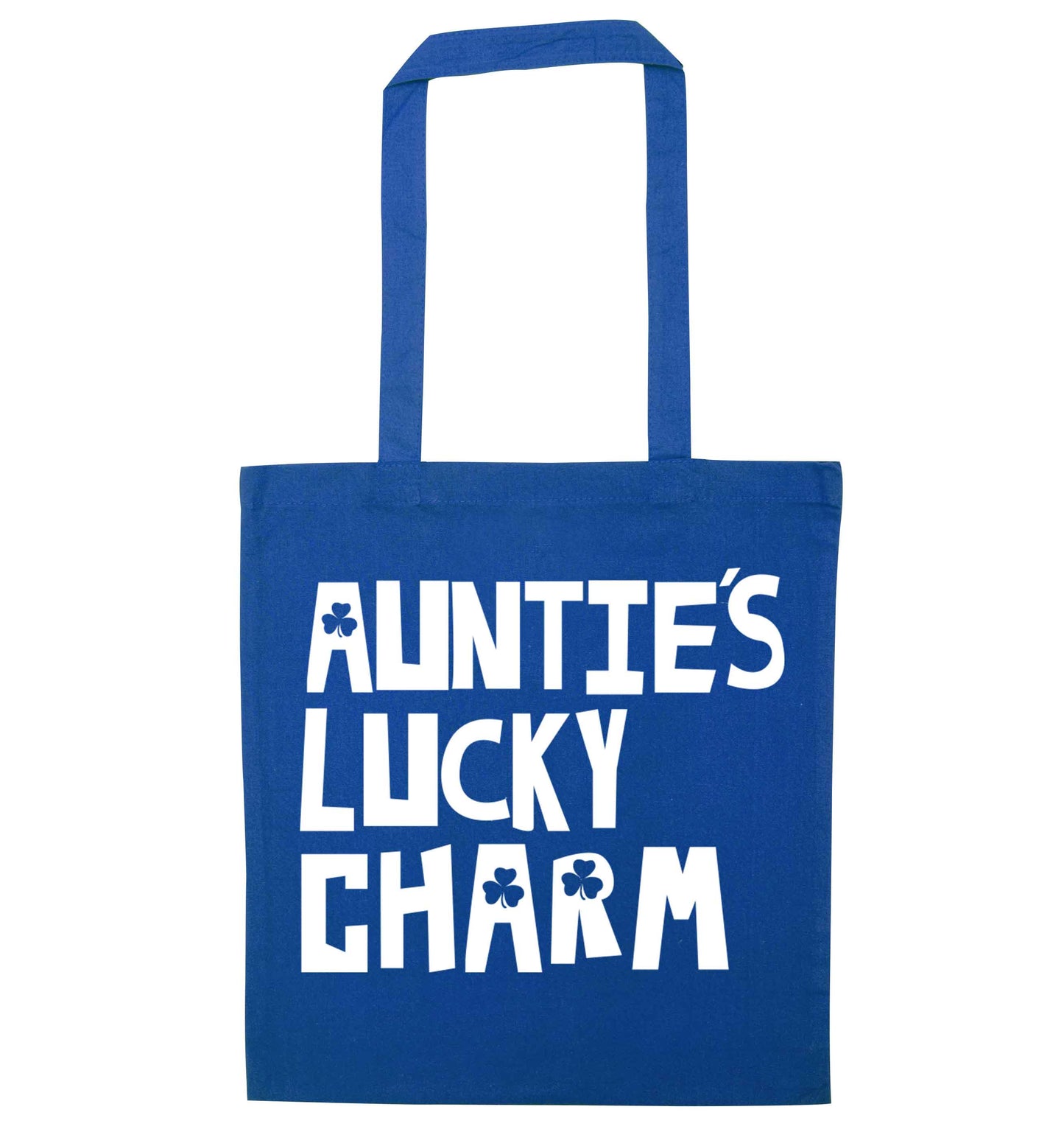 Auntie's lucky charm blue tote bag