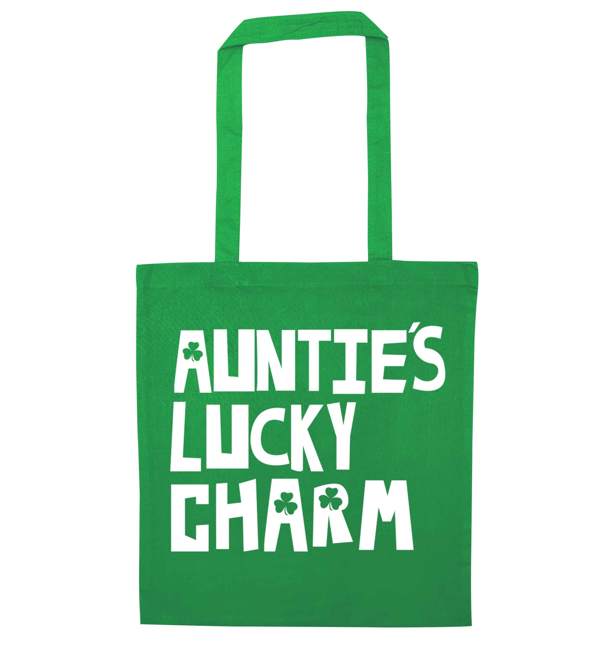 Auntie's lucky charm green tote bag