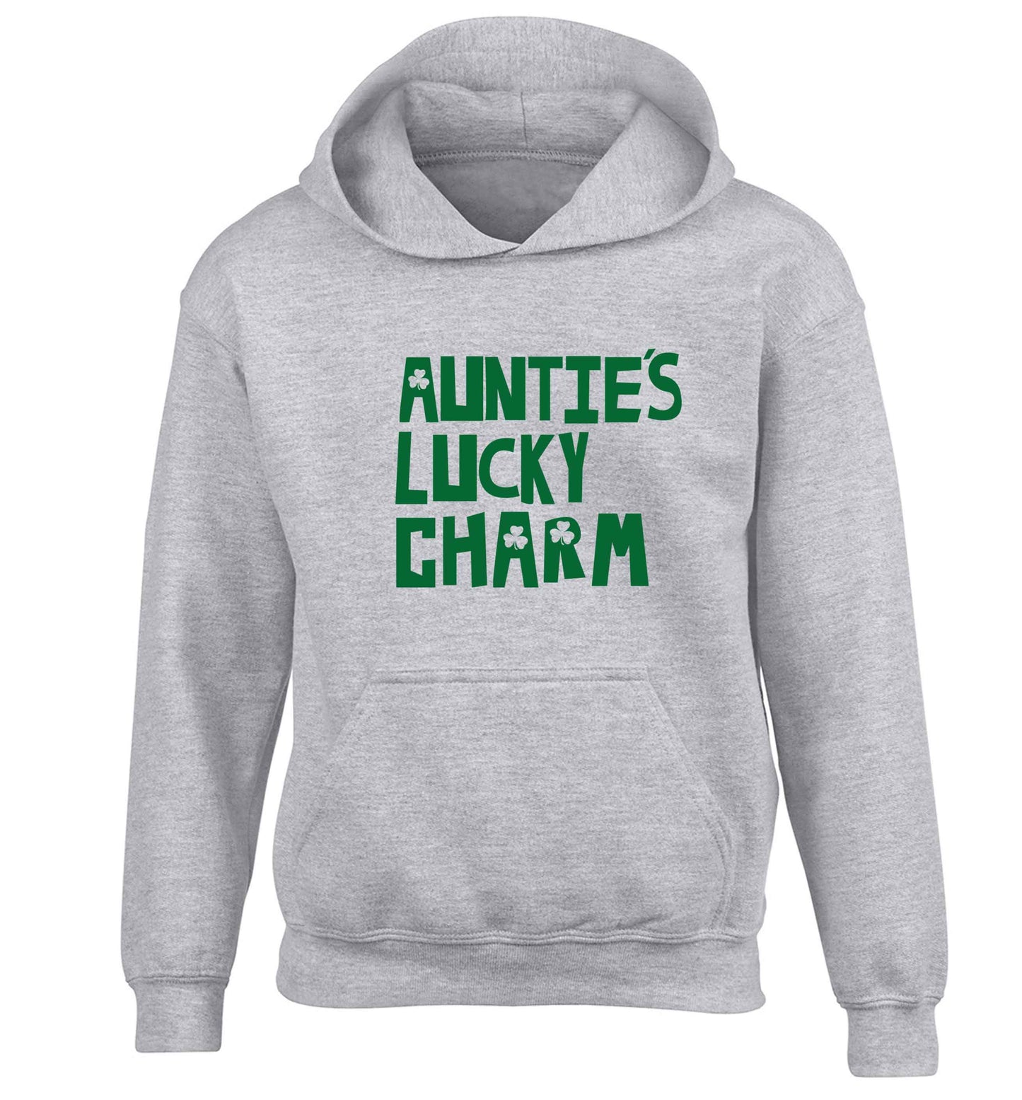 Auntie's lucky charm children's grey hoodie 12-13 Years
