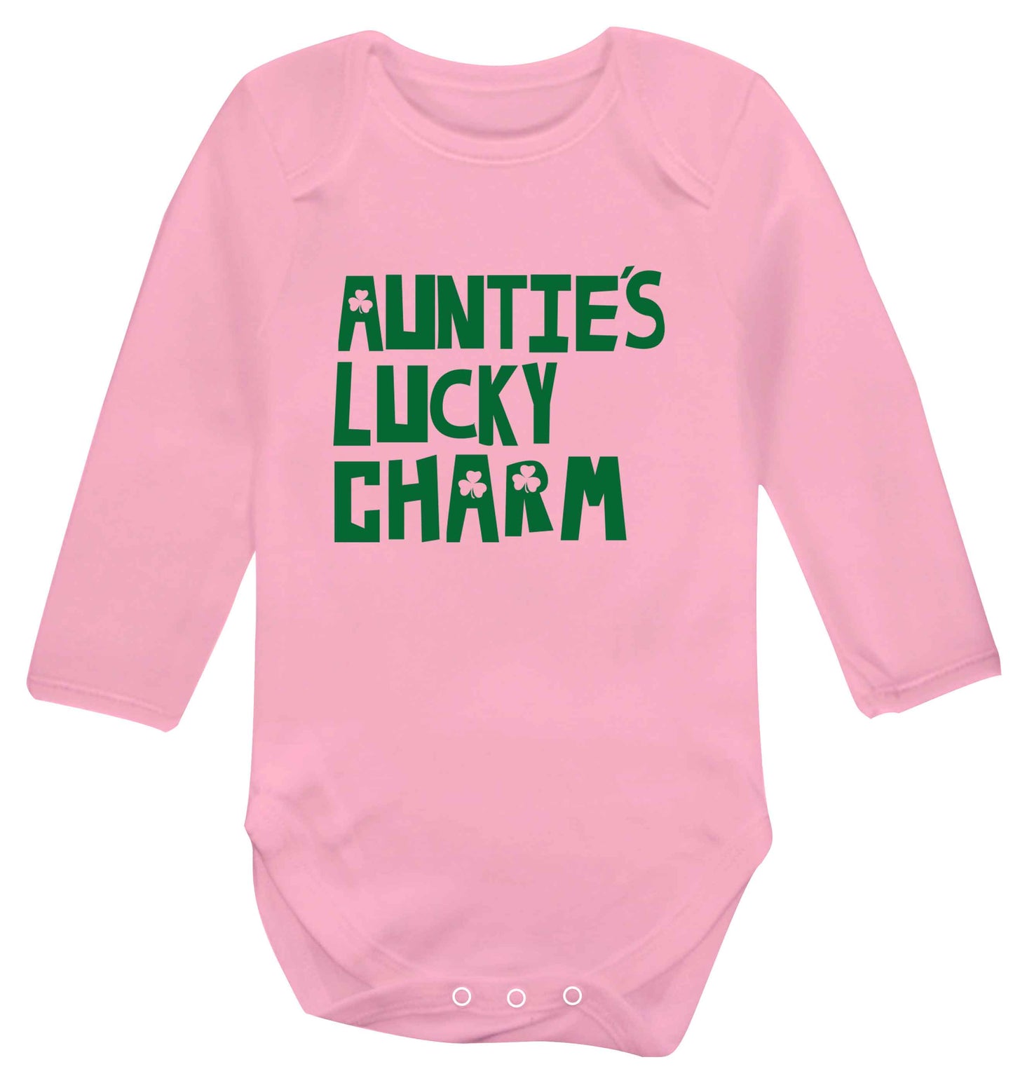 Auntie's lucky charm baby vest long sleeved pale pink 6-12 months