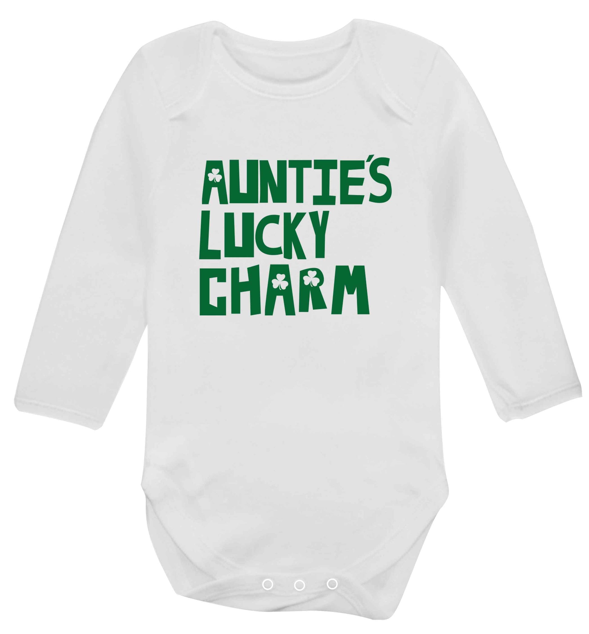 Auntie's lucky charm baby vest long sleeved white 6-12 months