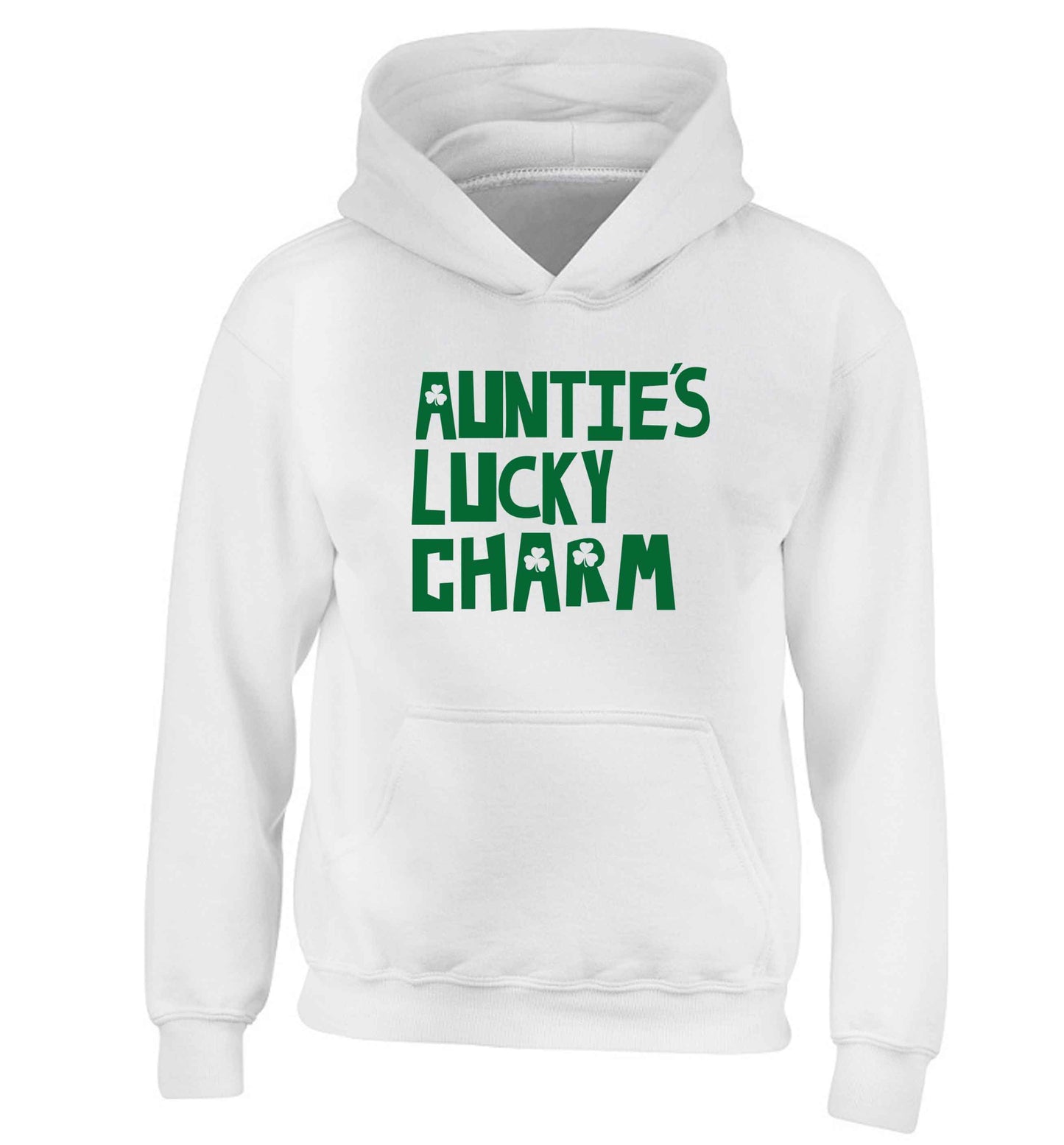 Auntie's lucky charm children's white hoodie 12-13 Years