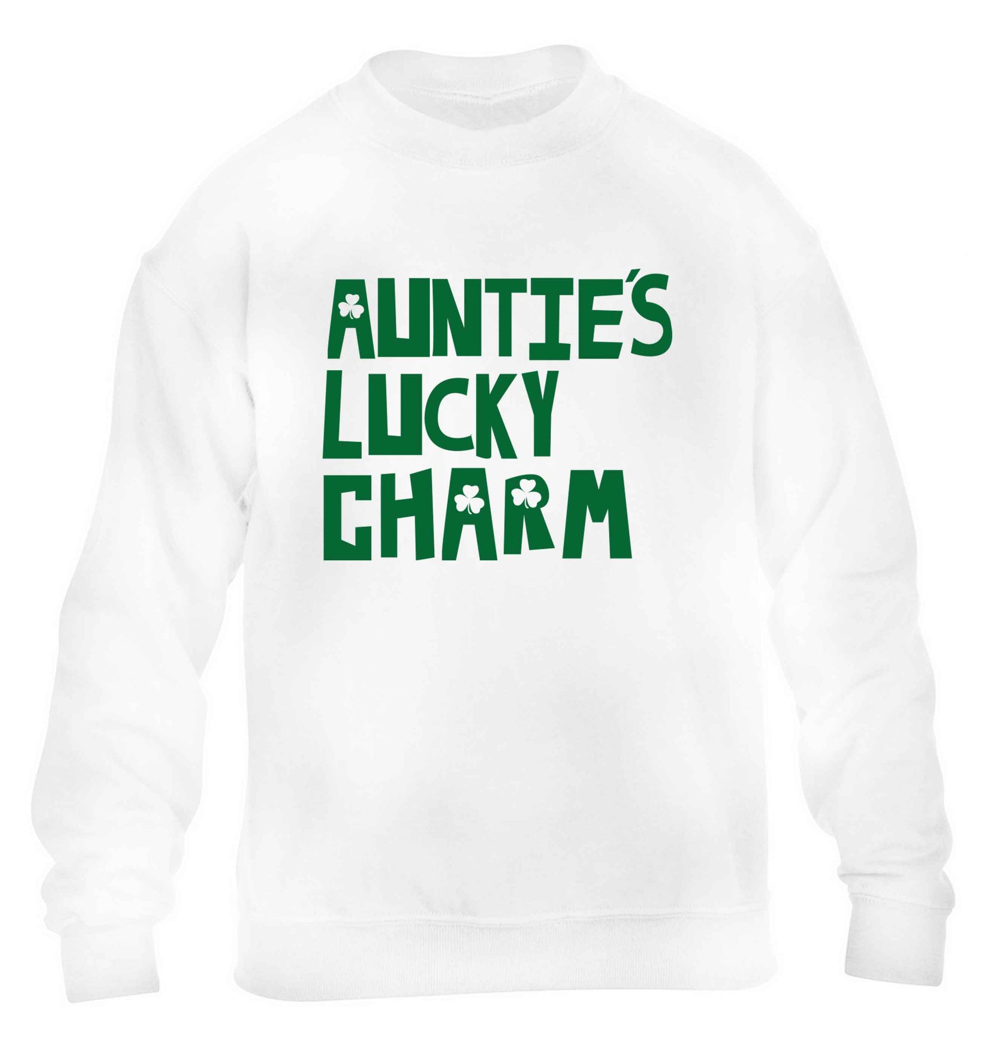Auntie's lucky charm children's white sweater 12-13 Years