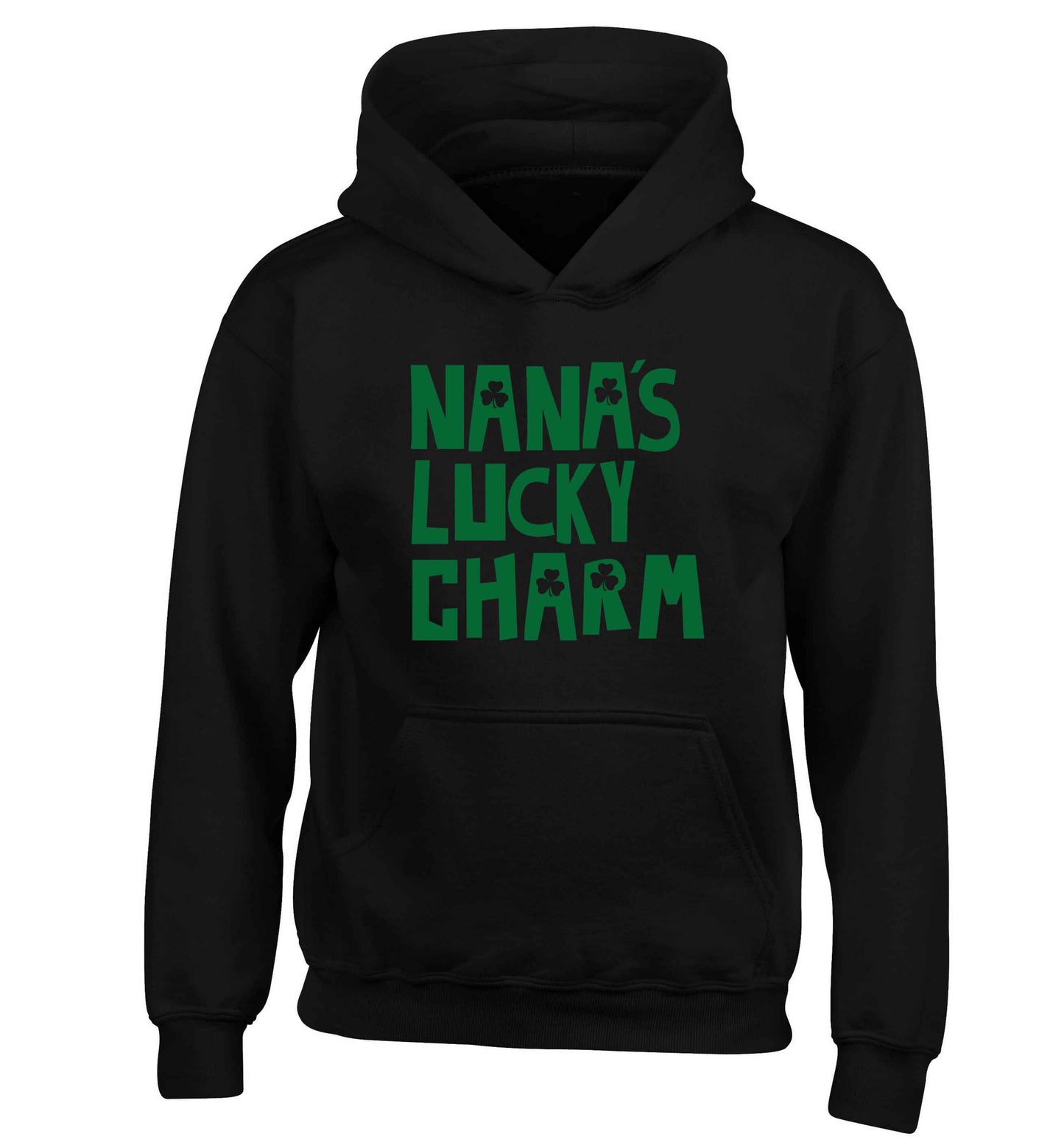 Nana's lucky charm children's black hoodie 12-13 Years