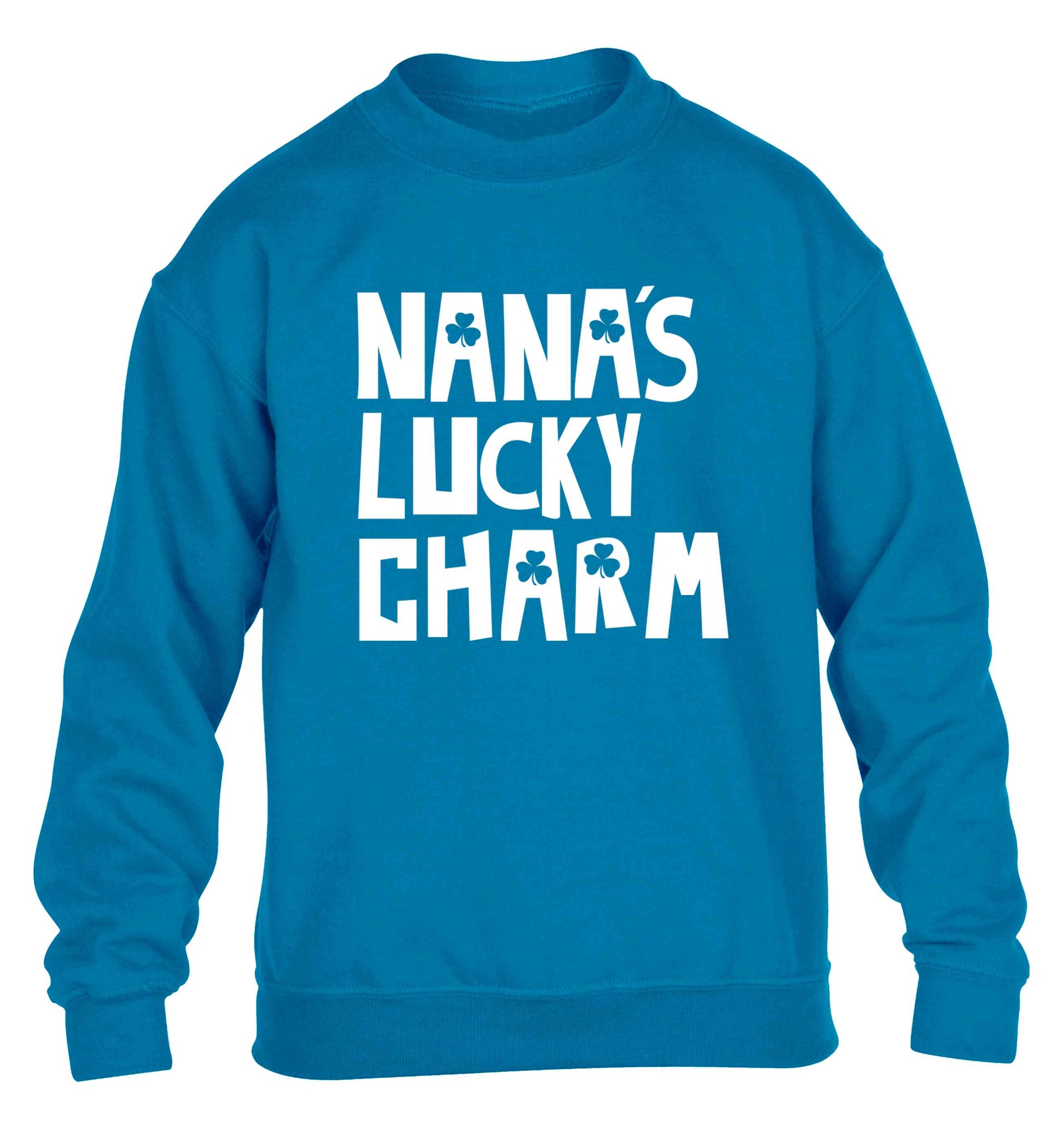 Nana's lucky charm children's blue sweater 12-13 Years