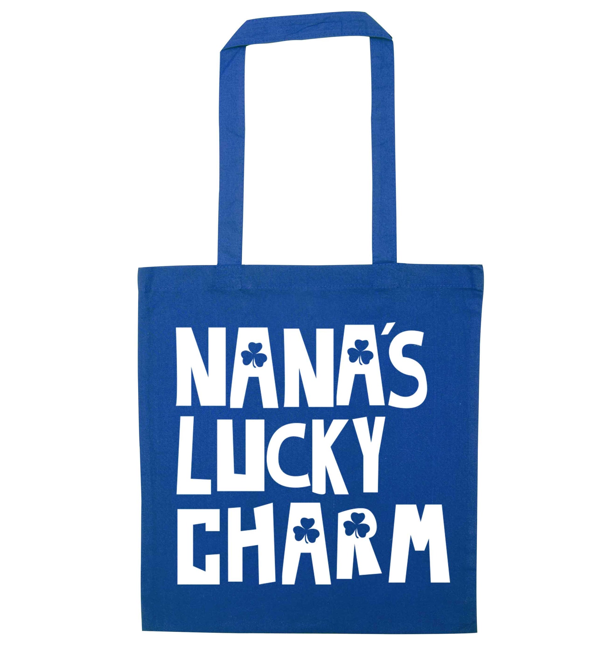 Nana's lucky charm blue tote bag