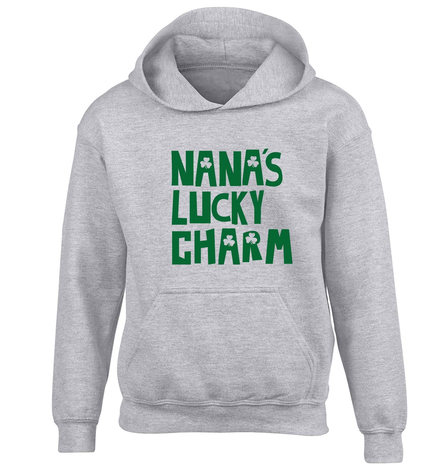 Nana's lucky charm children's grey hoodie 12-13 Years