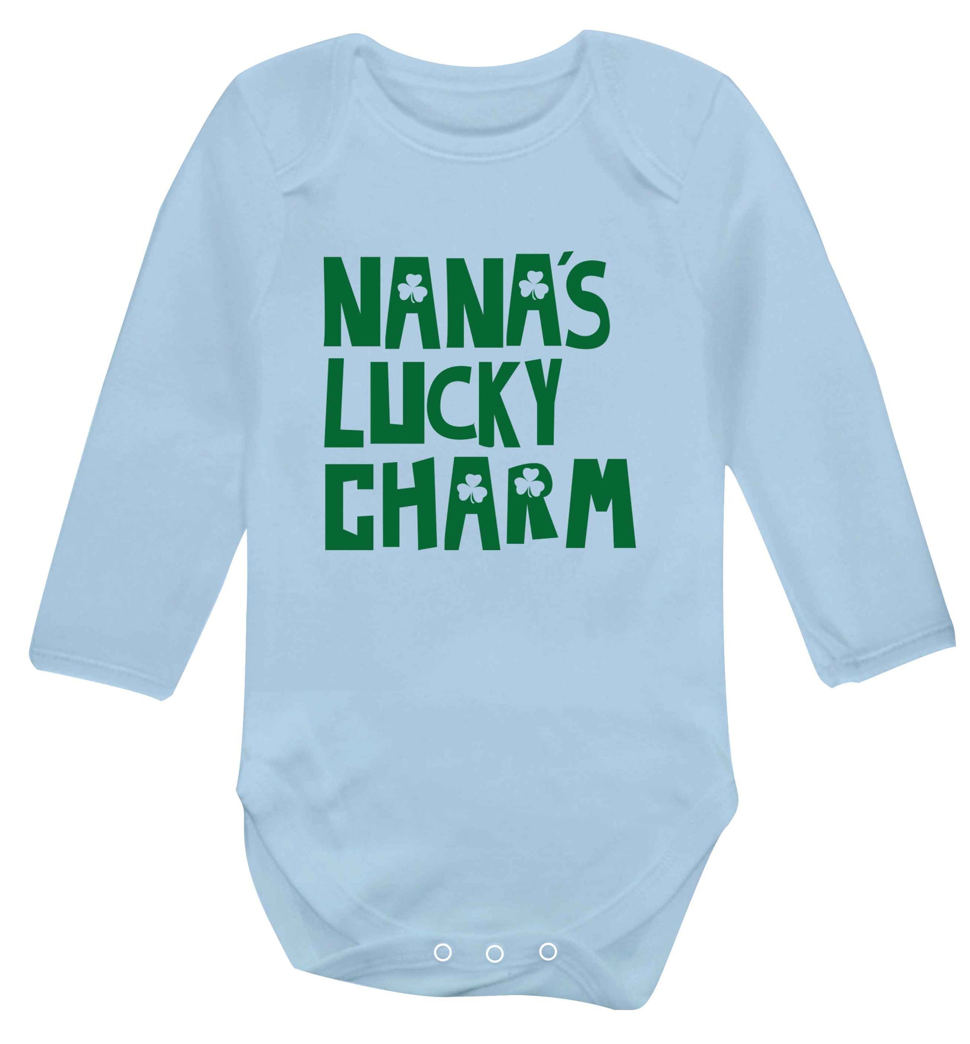 Nana's lucky charm baby vest long sleeved pale blue 6-12 months