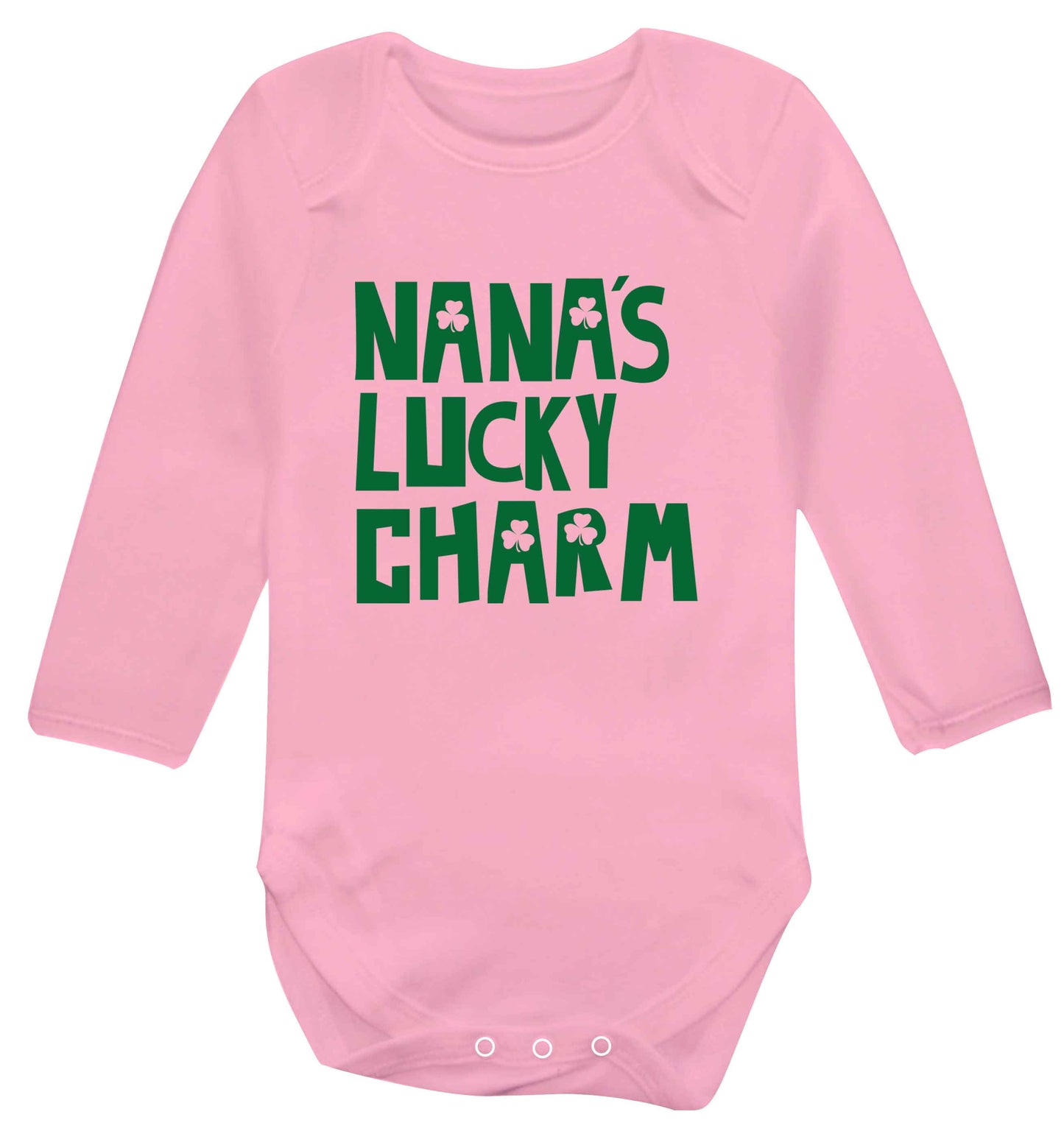 Nana's lucky charm baby vest long sleeved pale pink 6-12 months