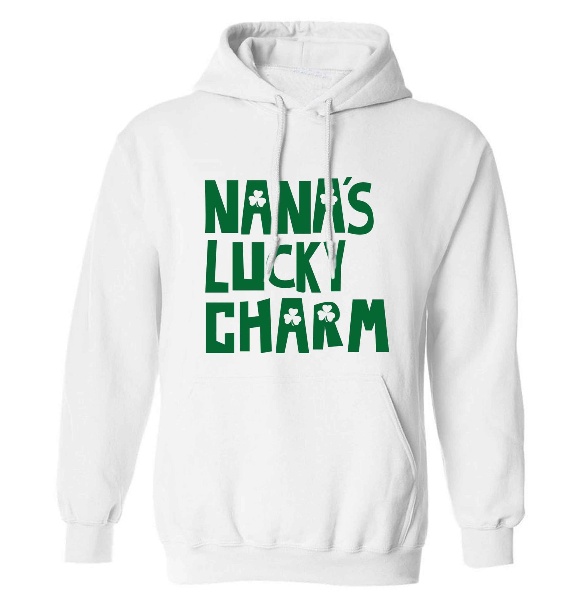 Nana's lucky charm adults unisex white hoodie 2XL