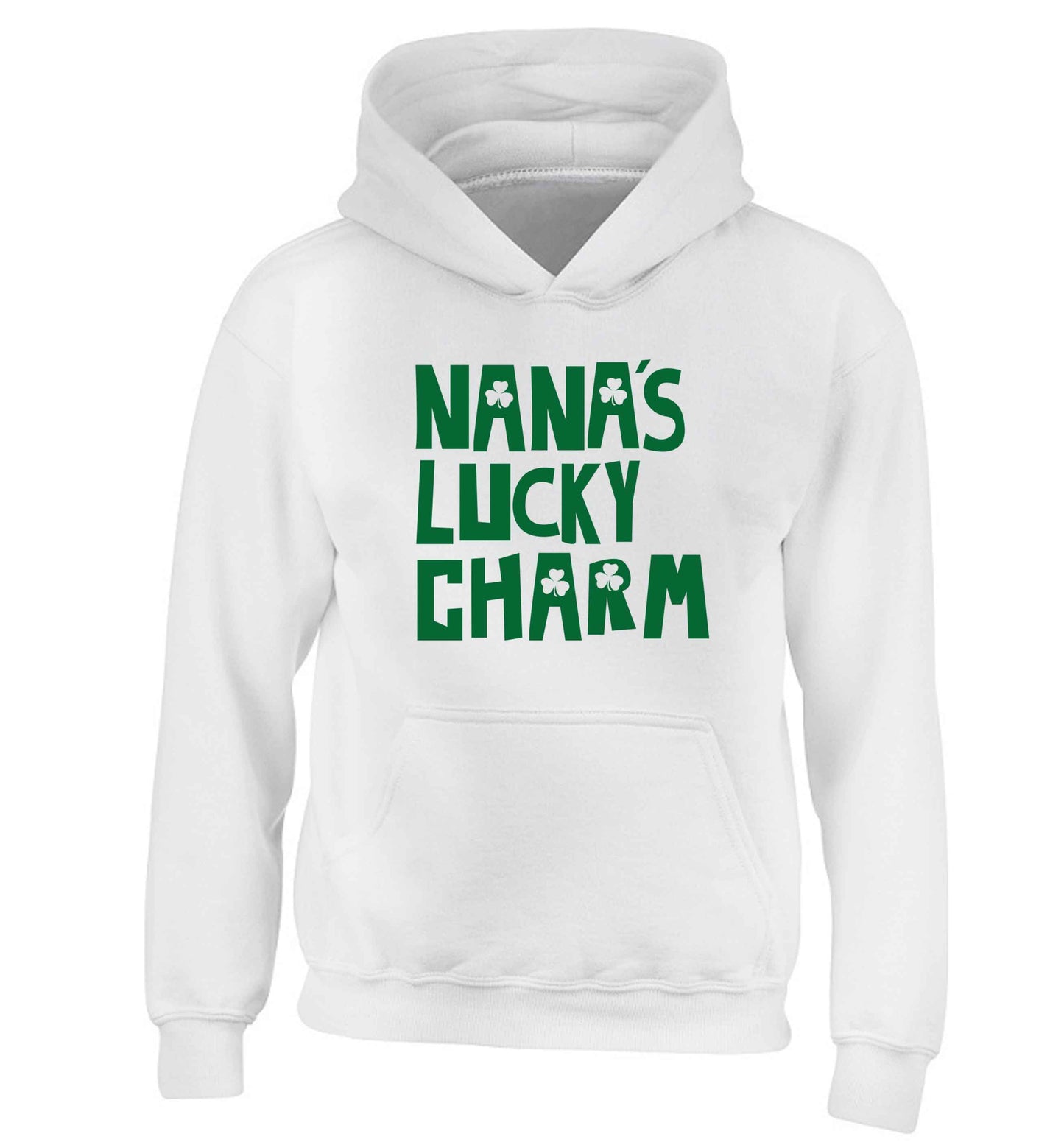 Nana's lucky charm children's white hoodie 12-13 Years
